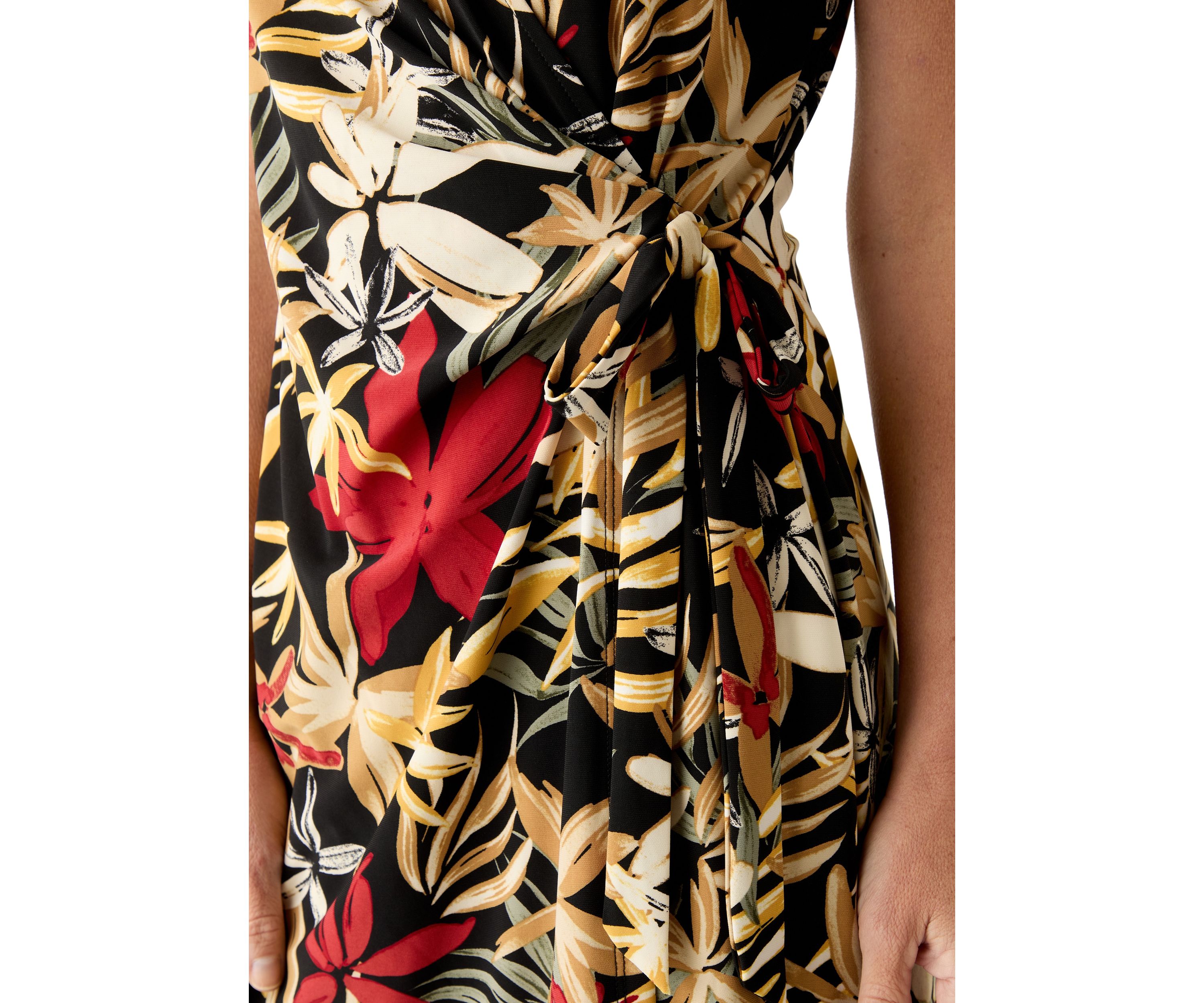 Womens Flutter Sleeve Classic Wrap Dress