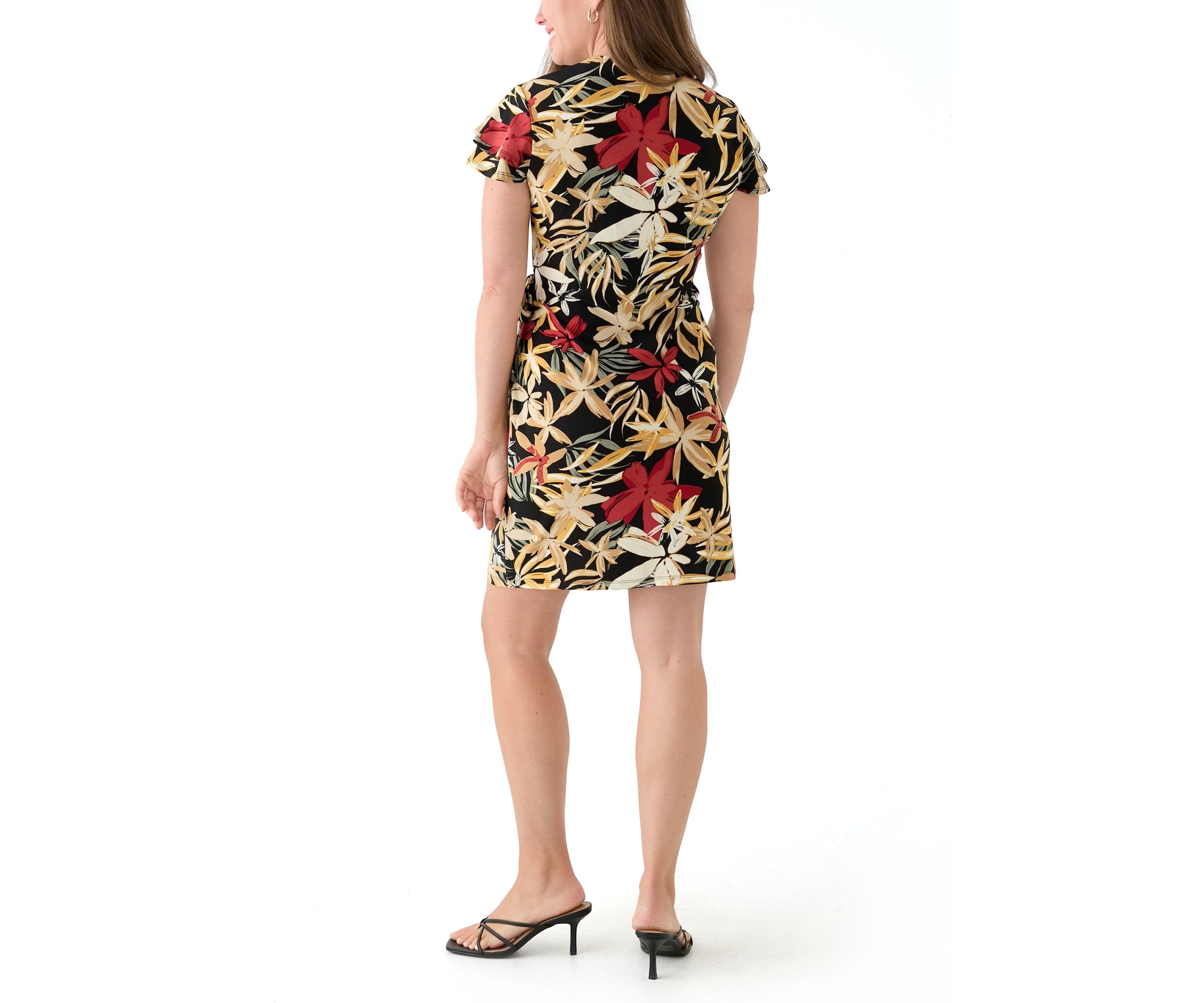 Petite Flutter Sleeve Wrap Dress