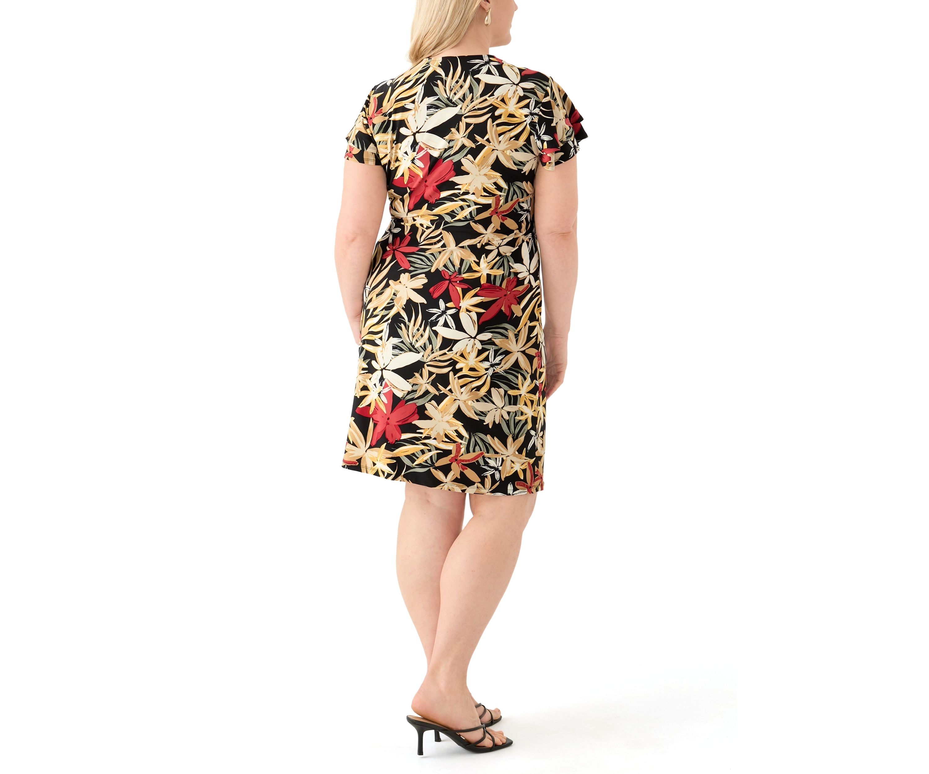 Plus Size Classic Wrap Printed Dress