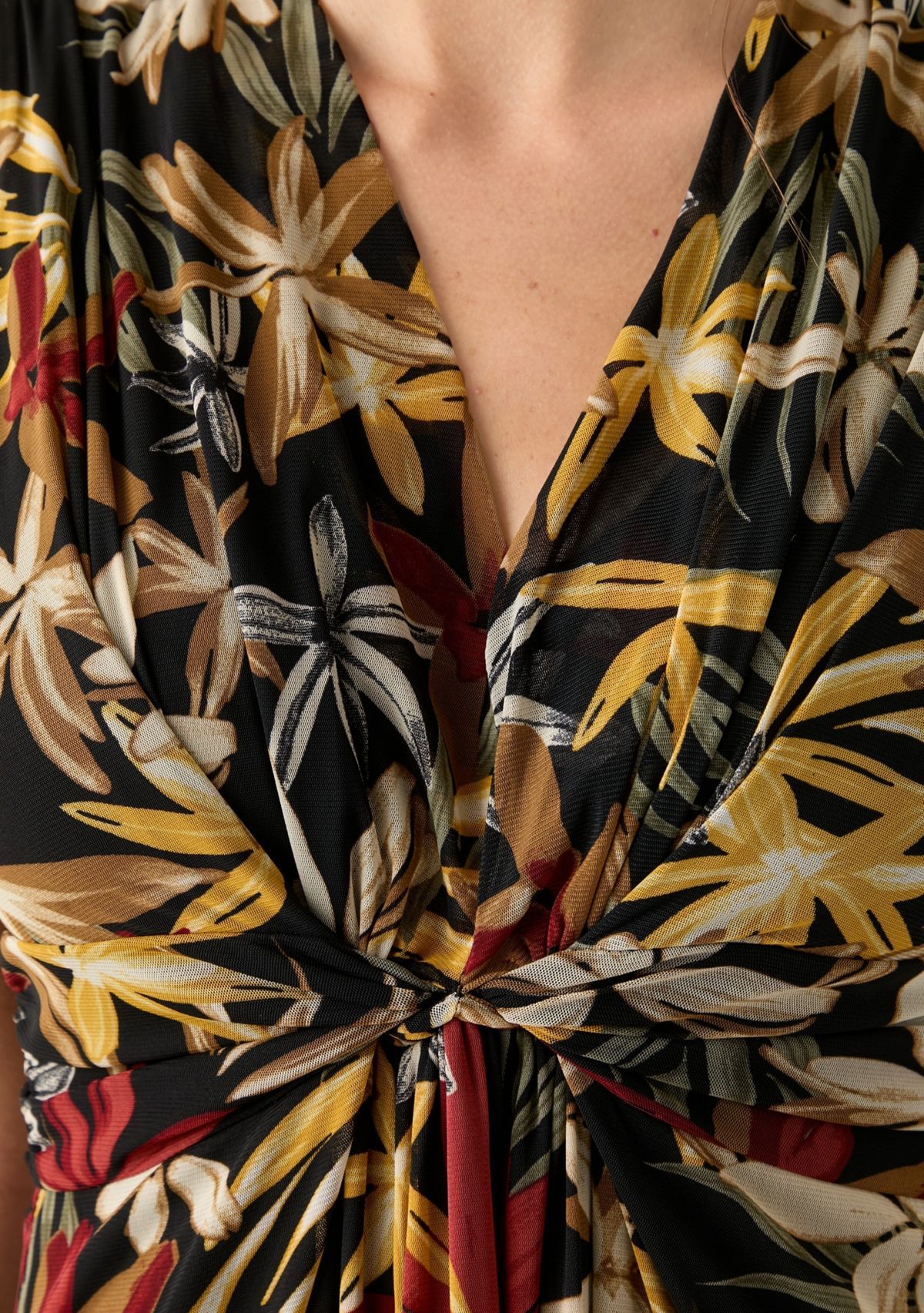 Womens Sleeveless Printed V-Neck Dress