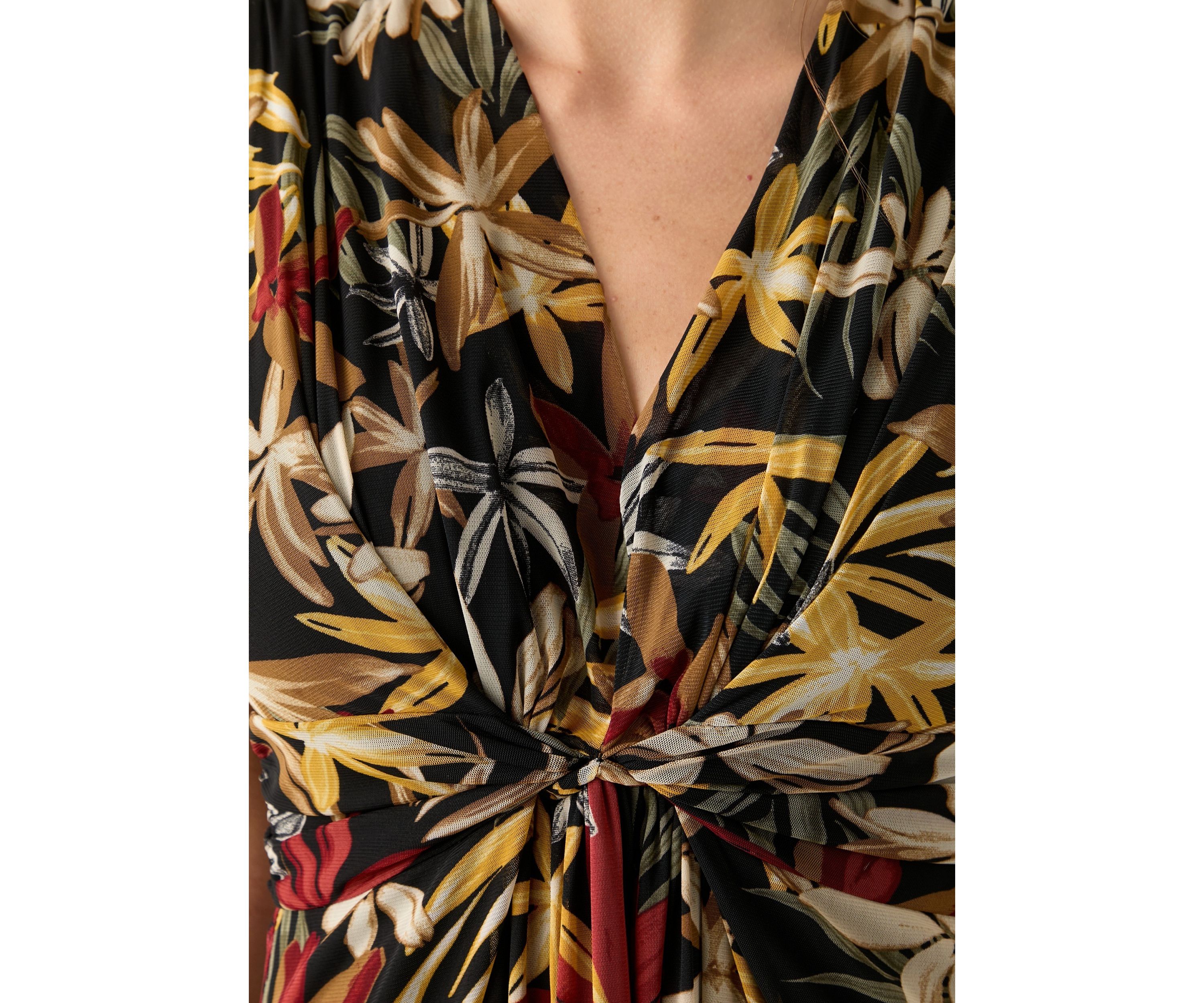 Womens Sleeveless Printed V-Neck Dress