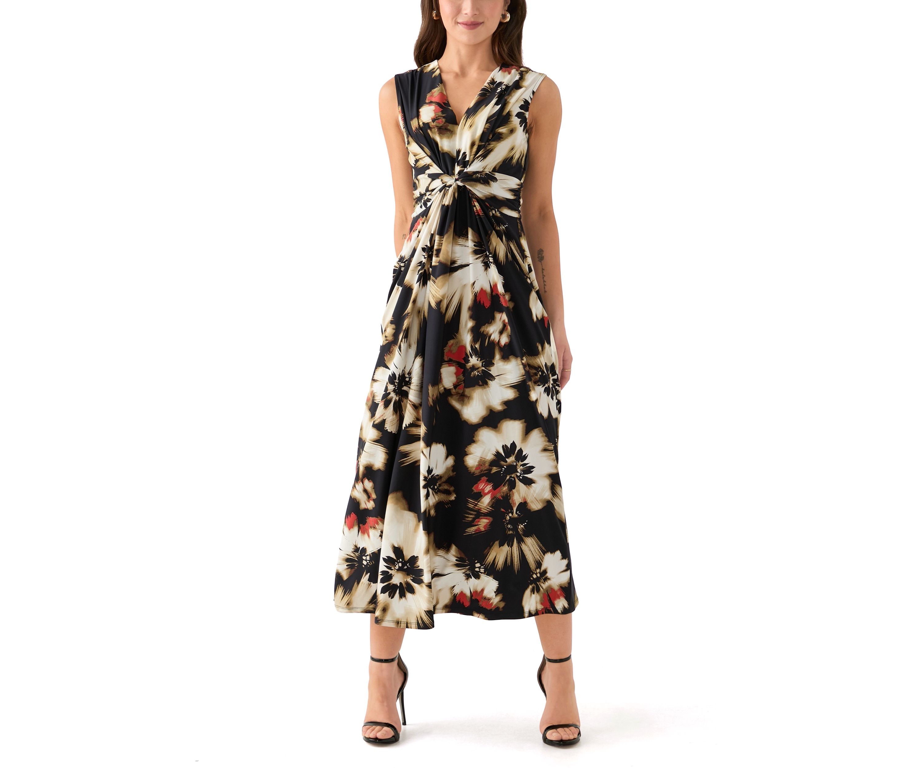 Petite Sleeveless Printed V-Neck Dress