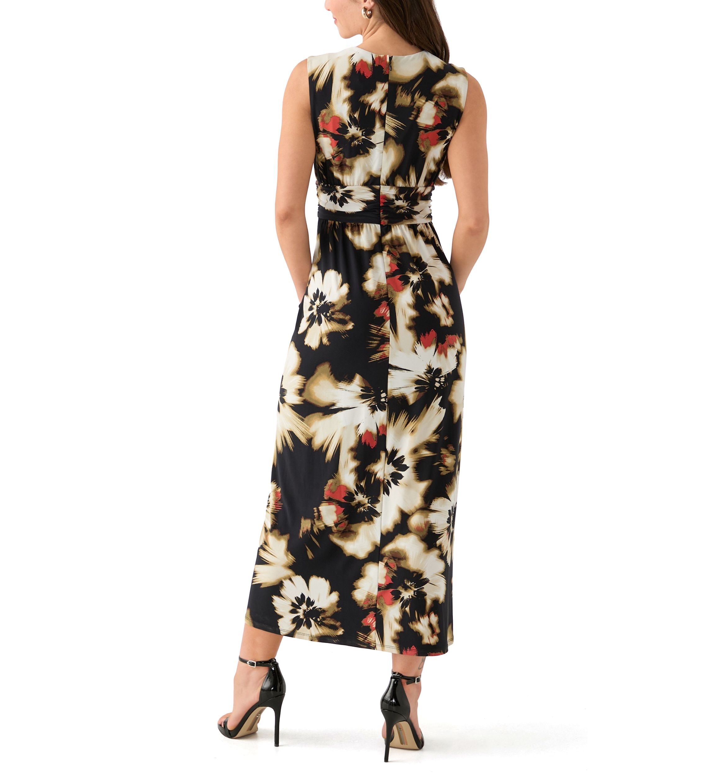 Petite Sleeveless Printed V-Neck Dress
