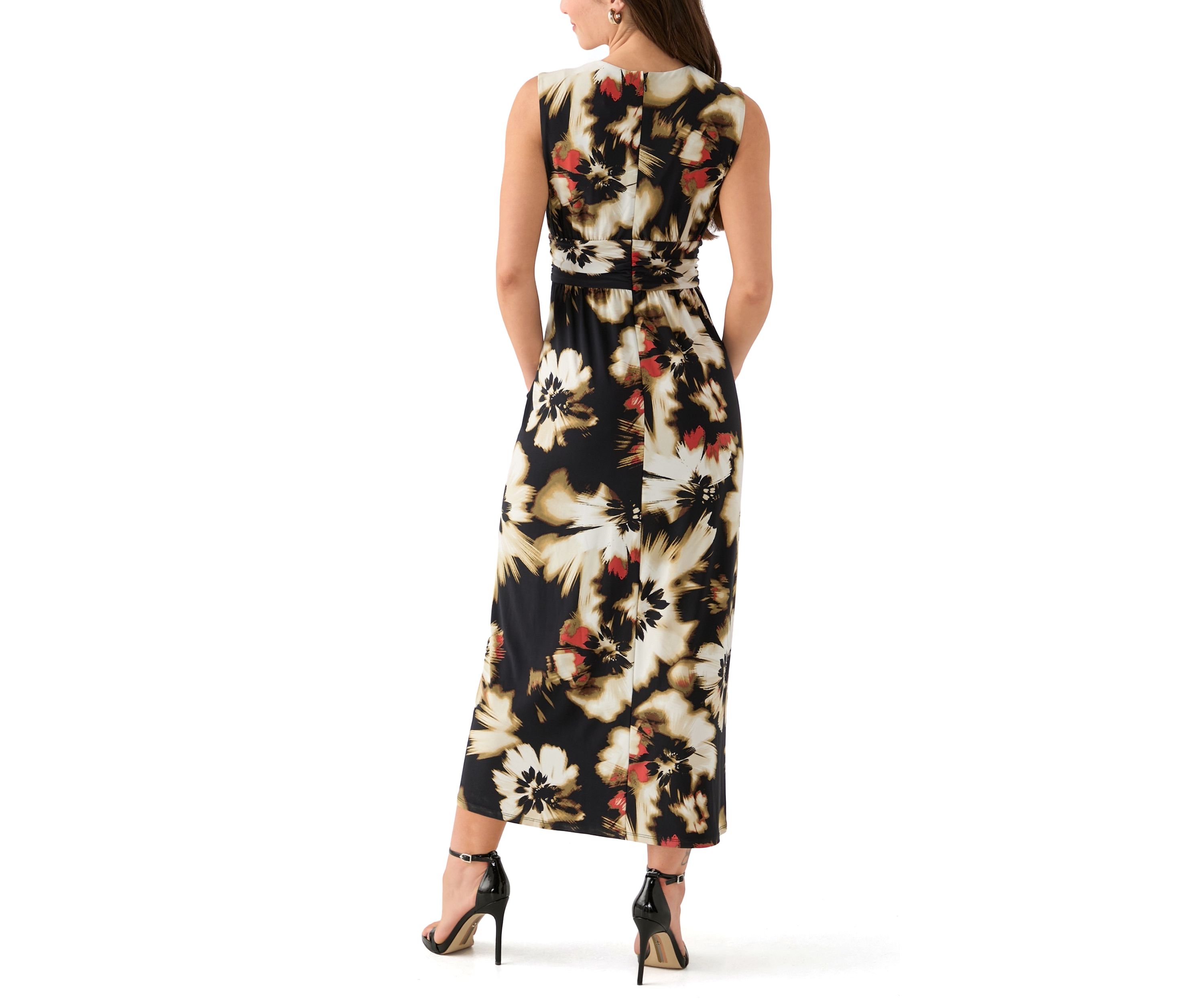 Petite Sleeveless Printed V-Neck Dress