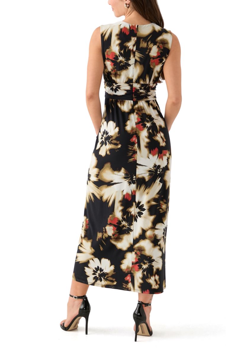 Petite Sleeveless Printed V-Neck Dress