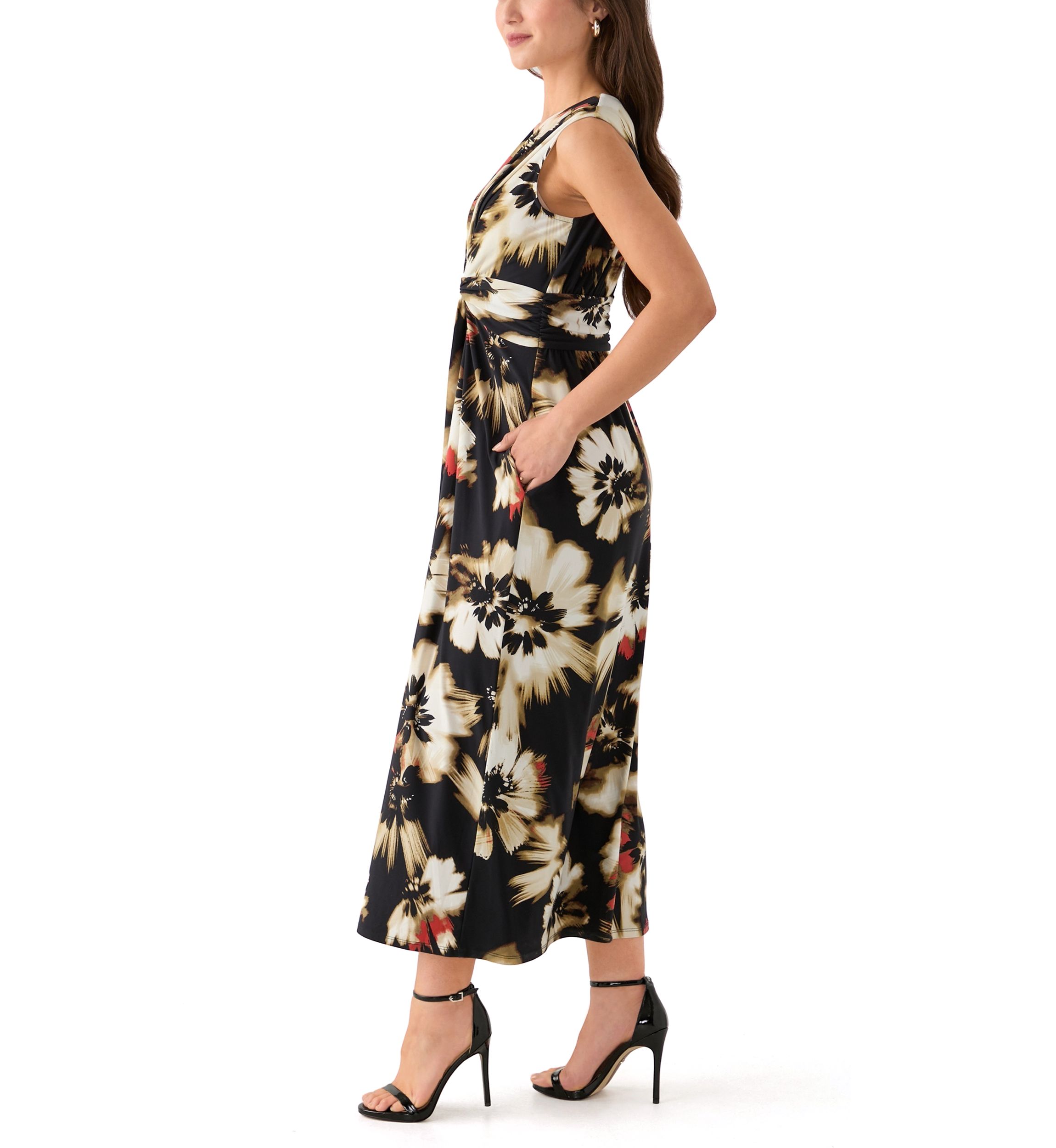 Petite Sleeveless Printed V-Neck Dress