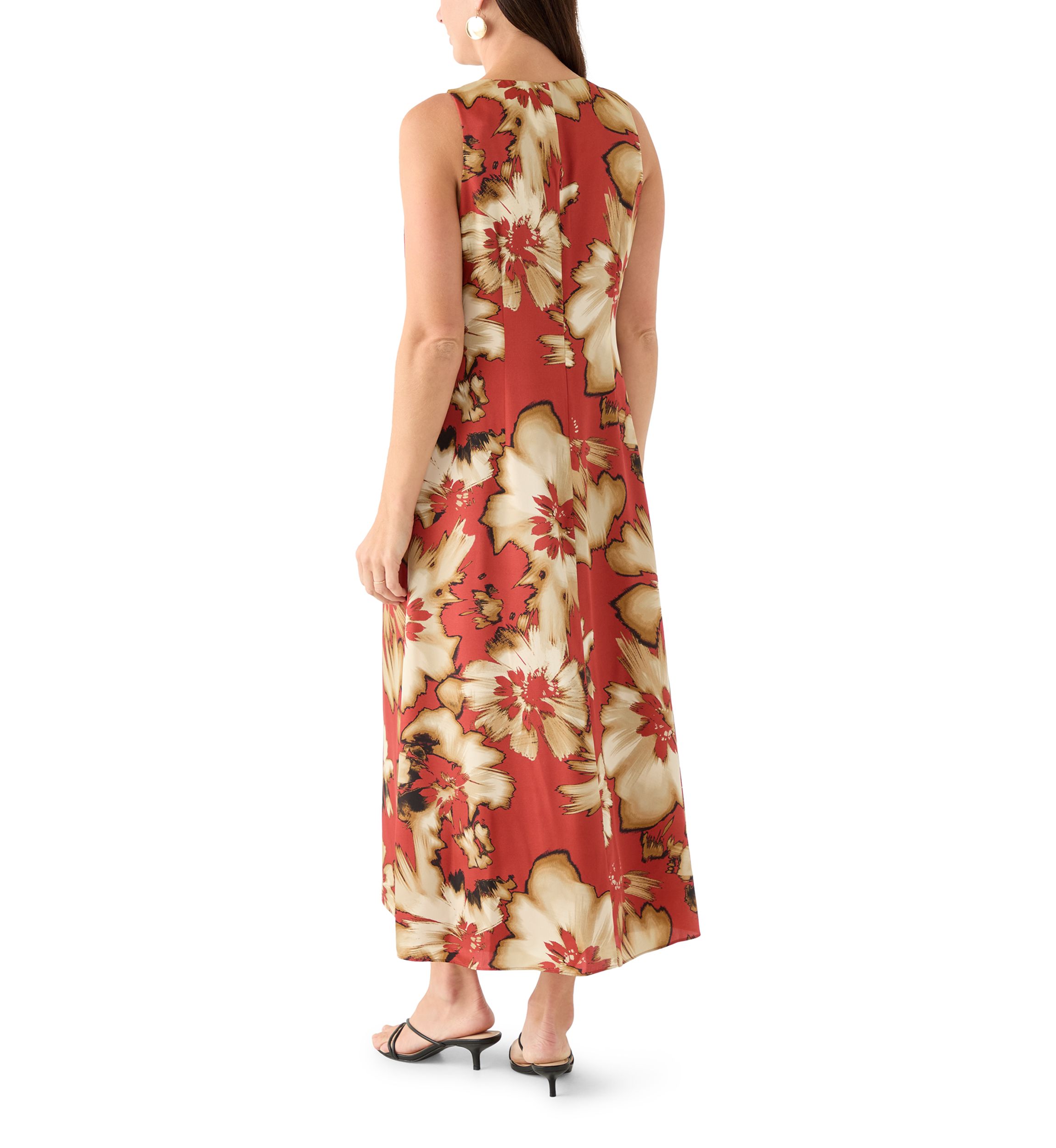 Womens Sleeveless Floral Midi Dress