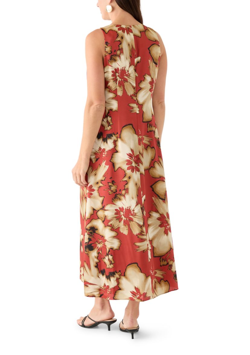 Womens Sleeveless Floral Midi Dress