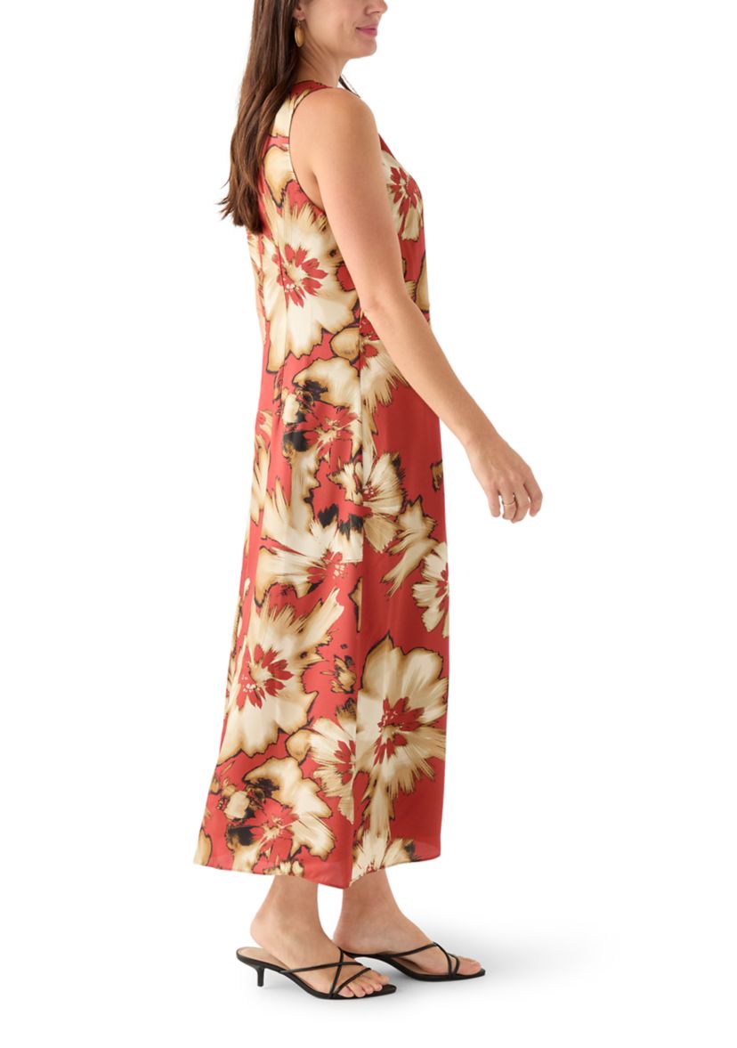 Womens Sleeveless Floral Midi Dress
