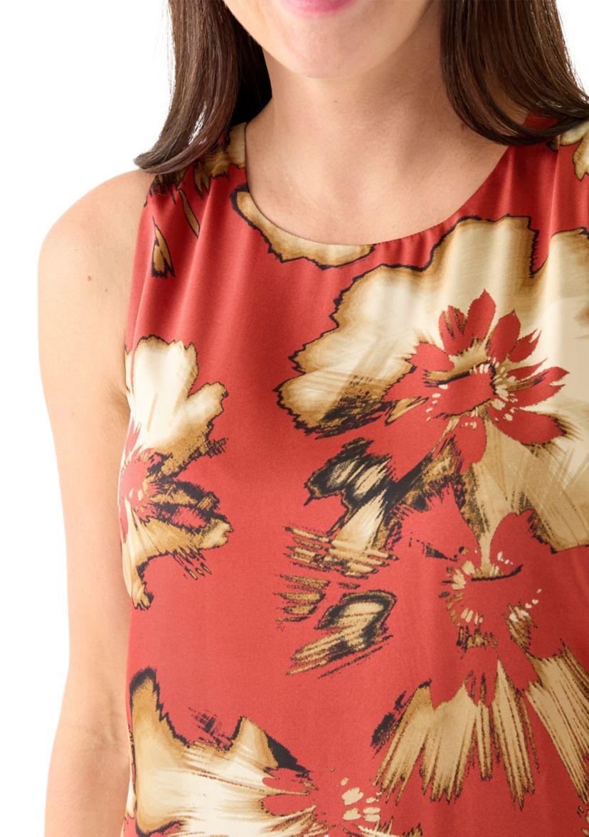 Womens Sleeveless Floral Midi Dress
