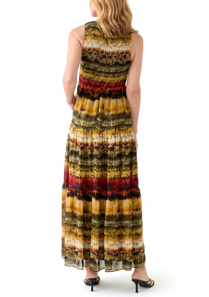 Womens Smocked Bodice Tiered Dress 