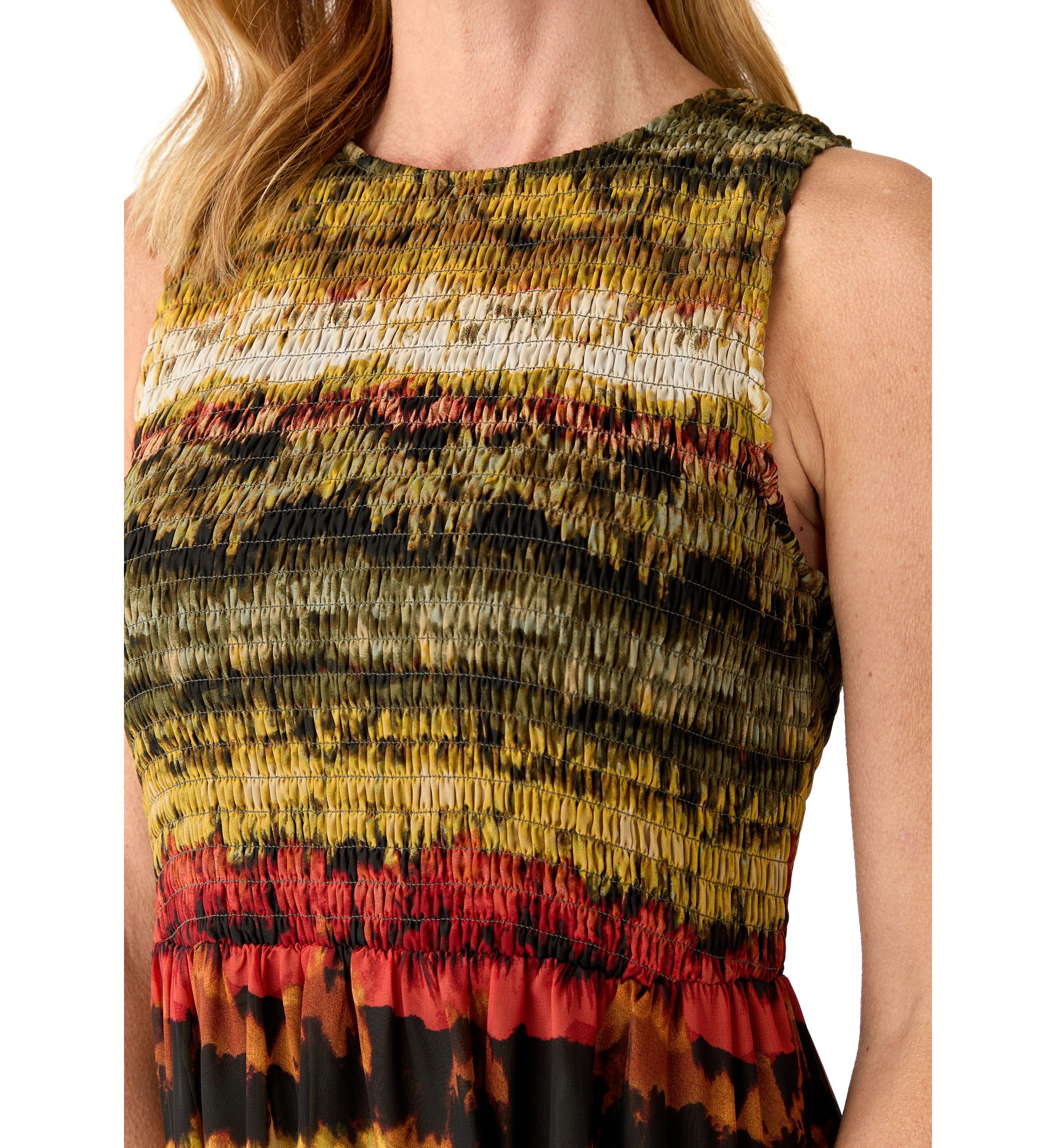 Womens Smocked Bodice Tiered Dress 