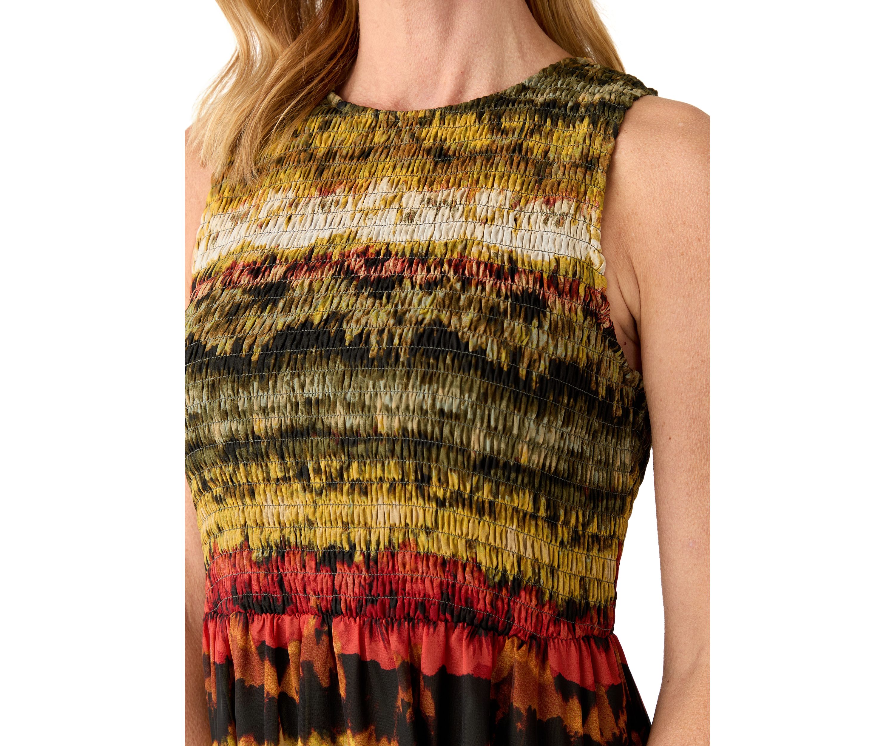 Womens Smocked Bodice Tiered Dress 