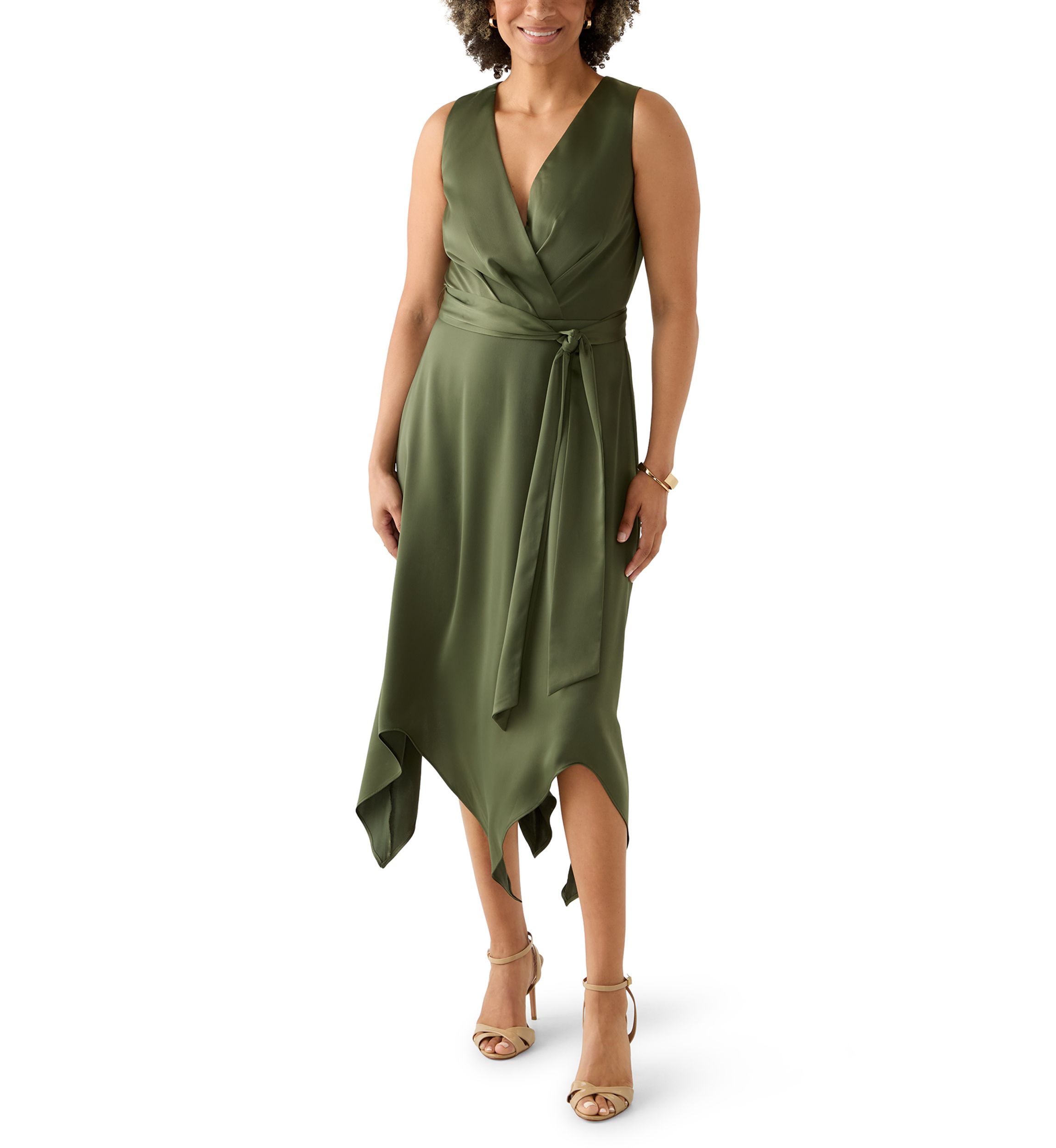 Womens Asymmetrical Surplice Dress