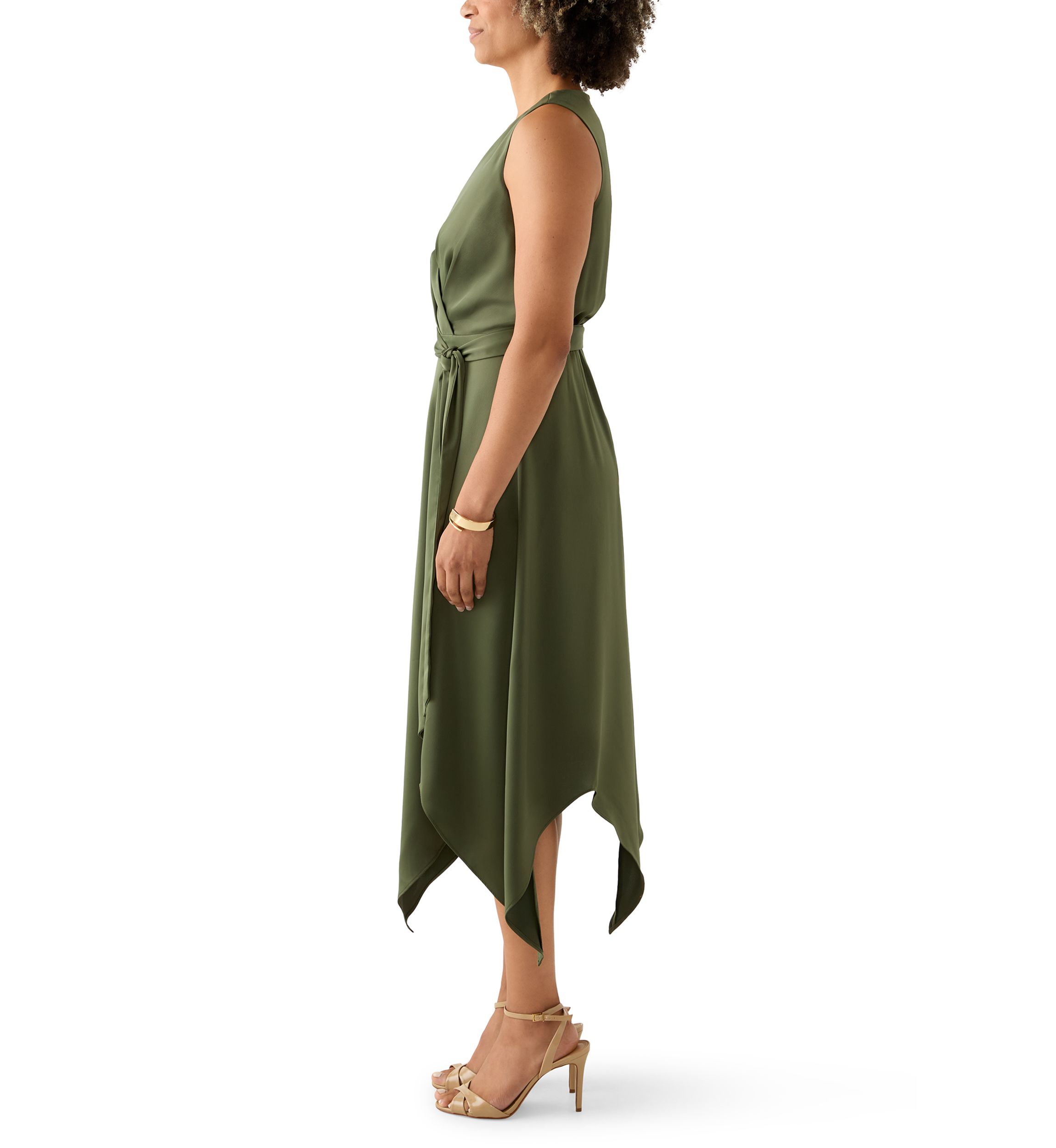 Womens Asymmetrical Surplice Dress
