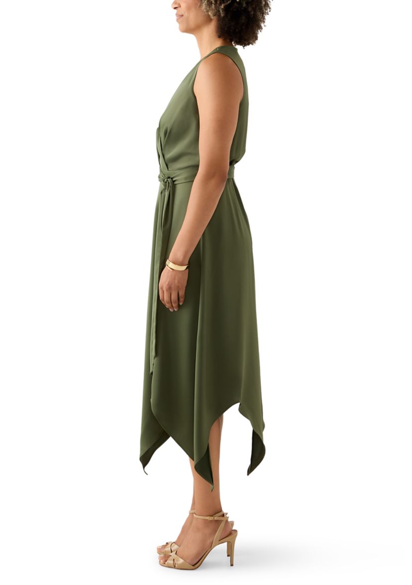 Womens Asymmetrical Surplice Dress