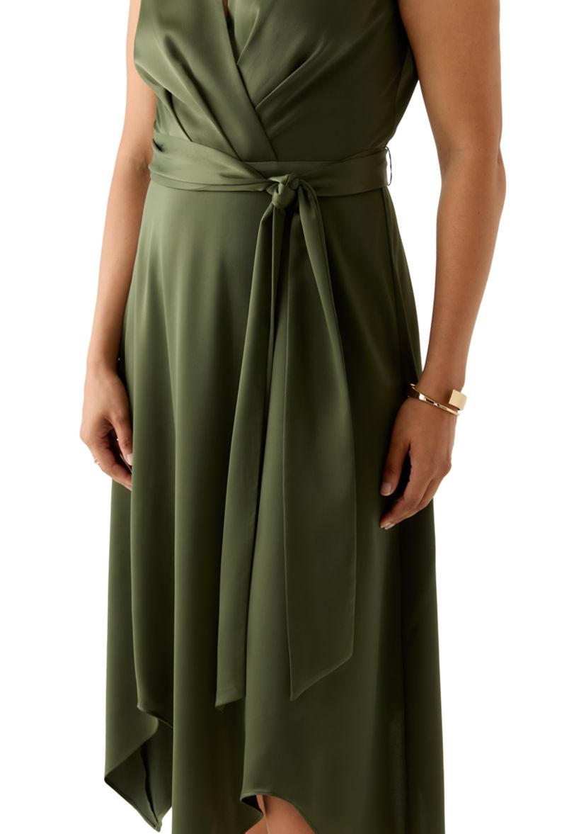 Womens Asymmetrical Surplice Dress