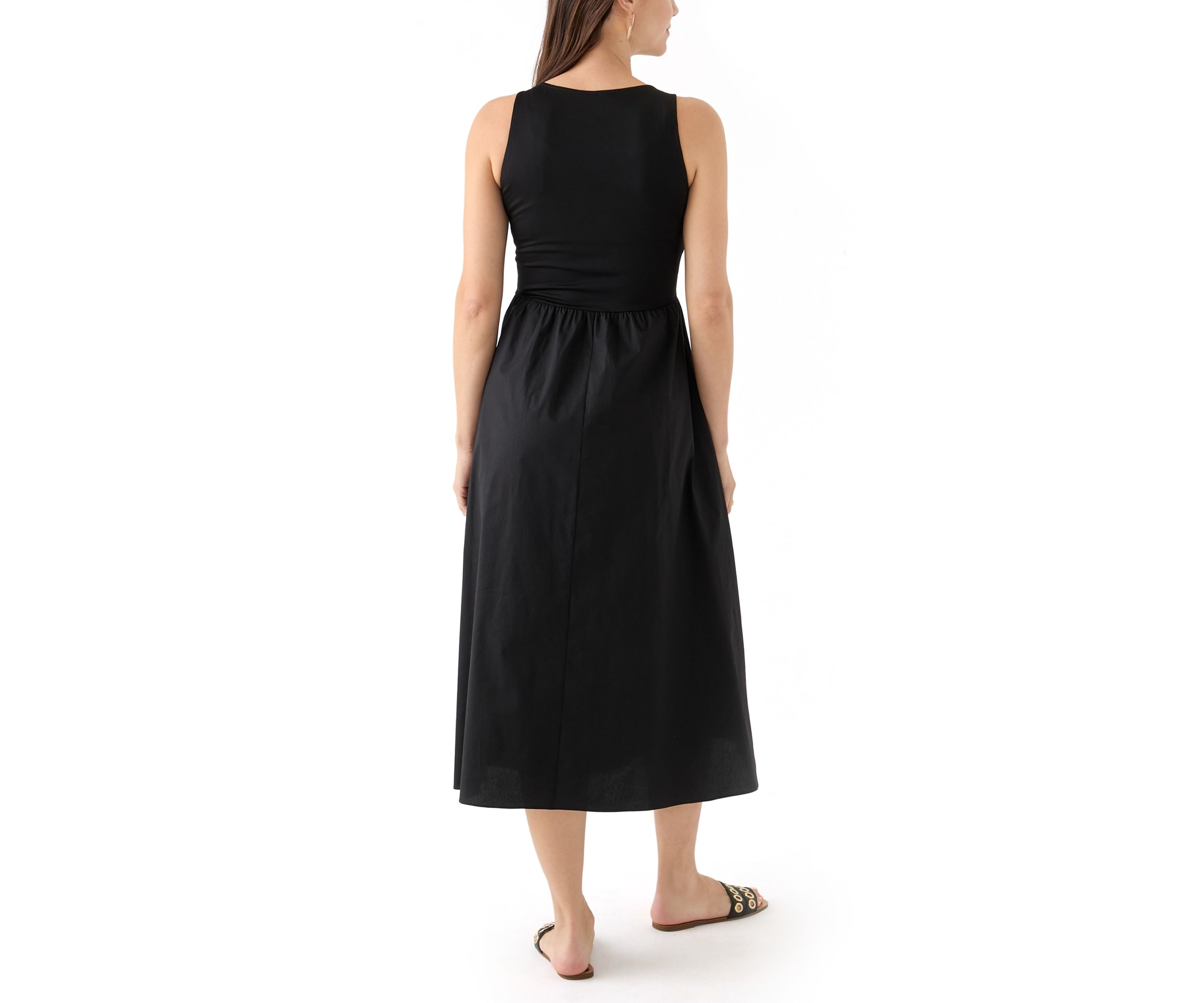 Womens Sleeveless Drop Waist Midi Dress