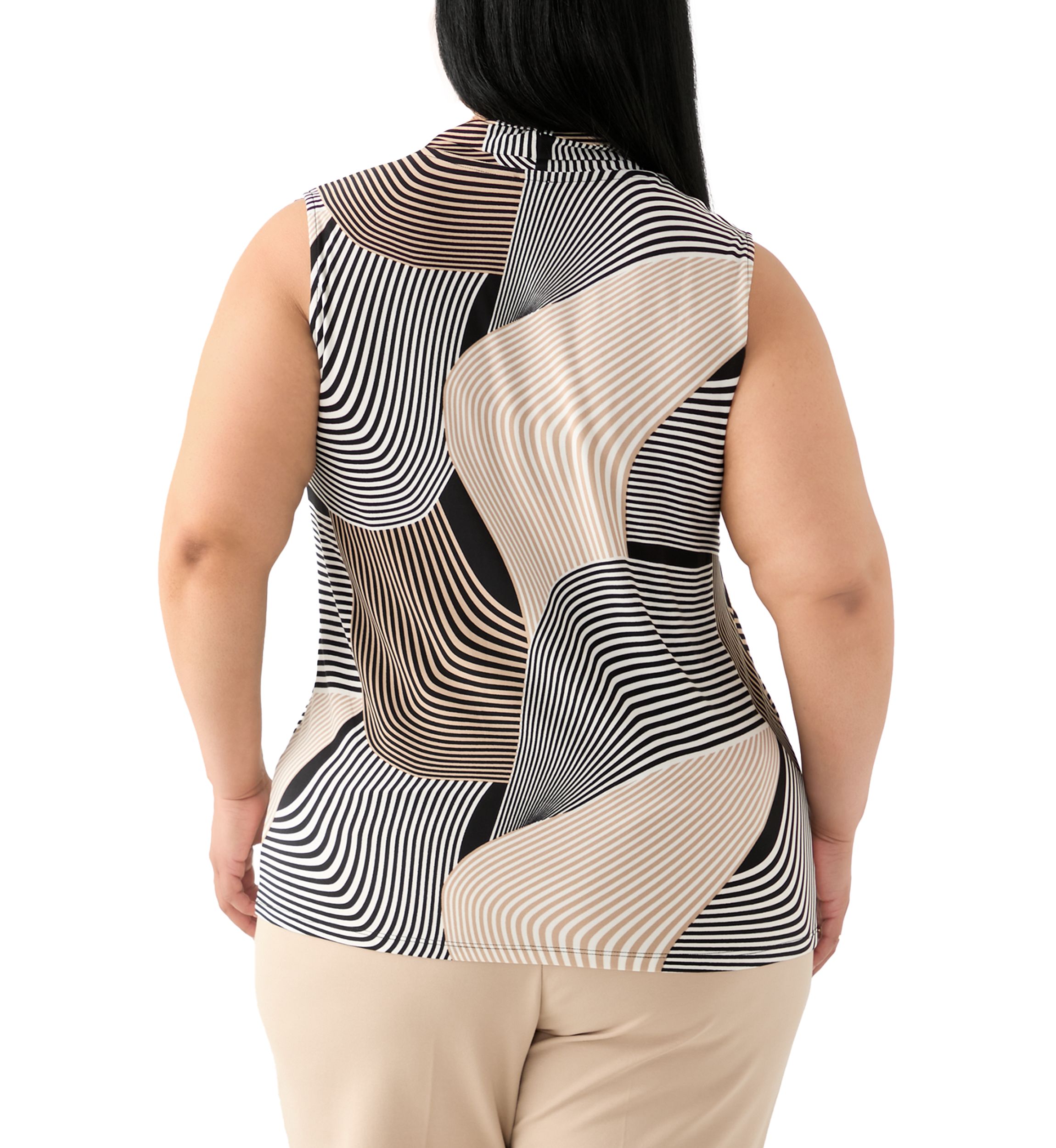 Plus Size Printed Triple Pleated Blouse