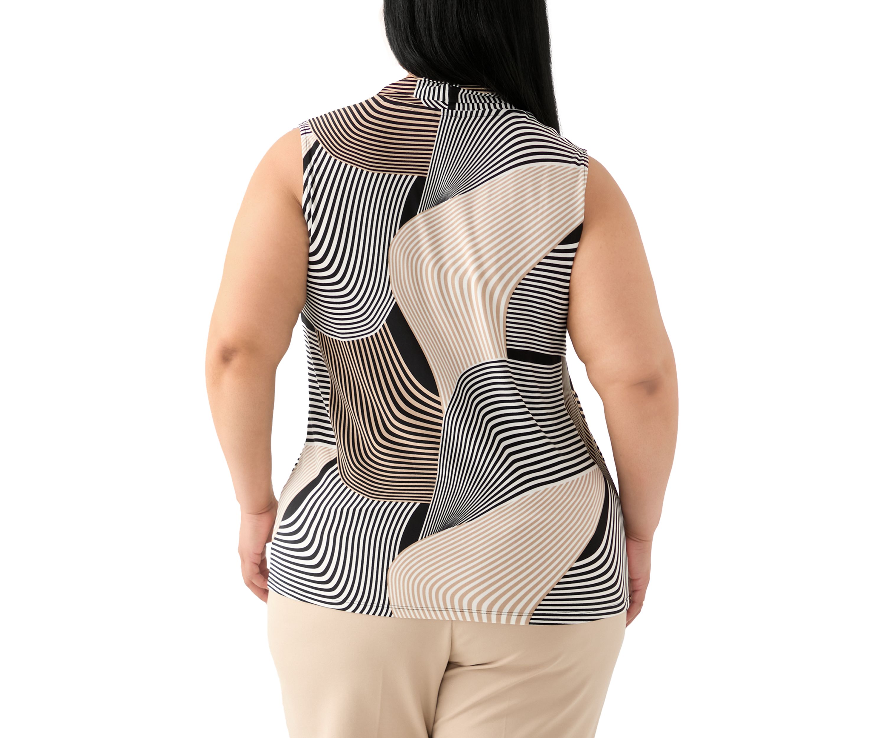 Plus Size Printed Triple Pleated Blouse