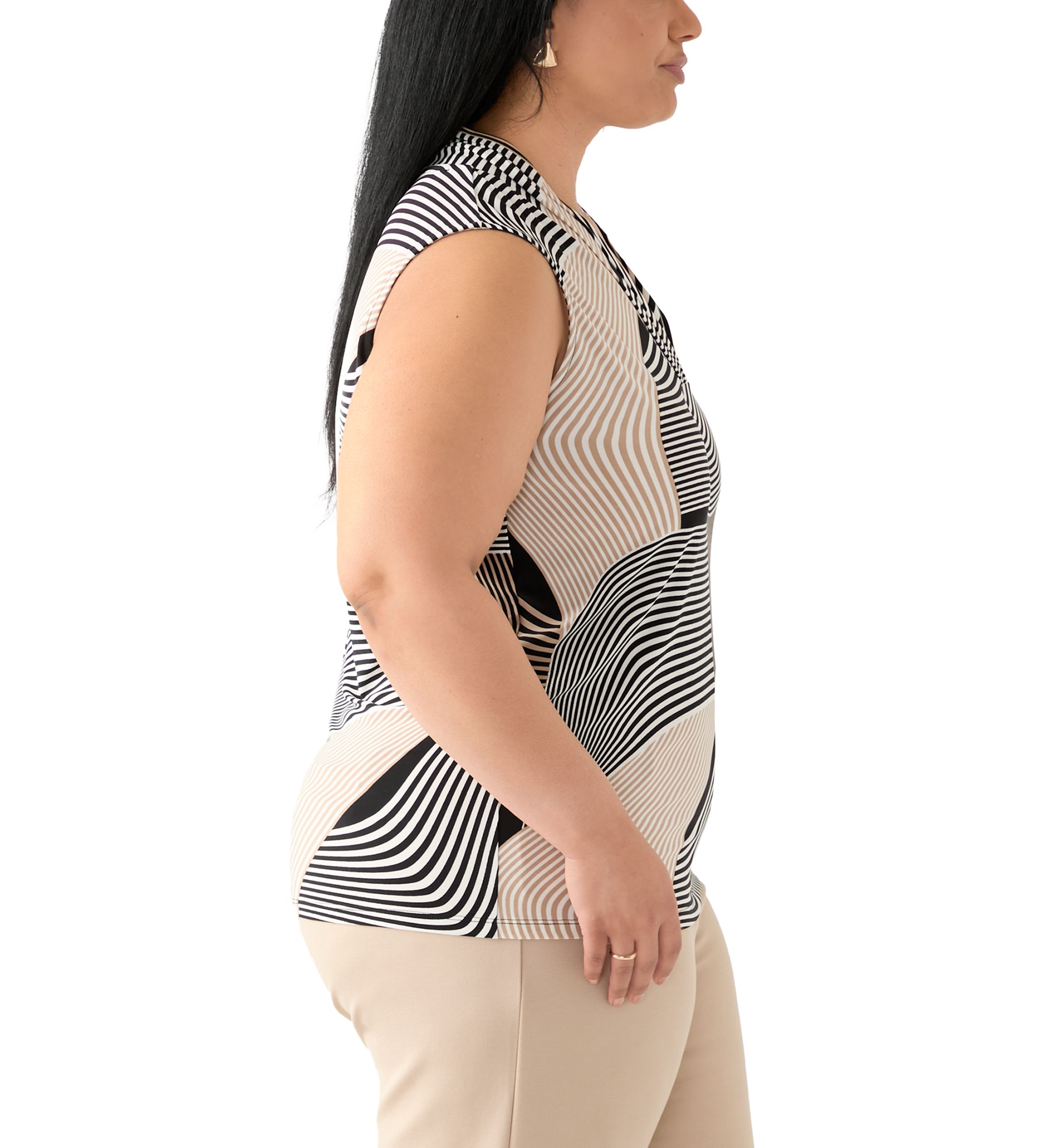 Plus Size Printed Triple Pleated Blouse