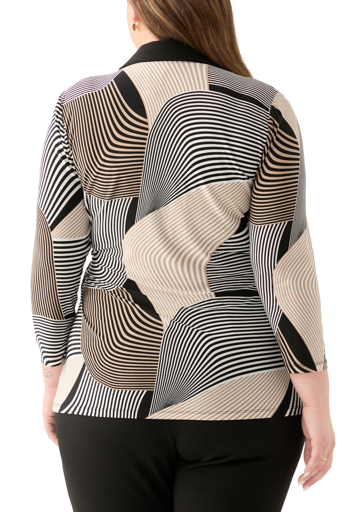 Plus Size Printed Knit Wrap Top