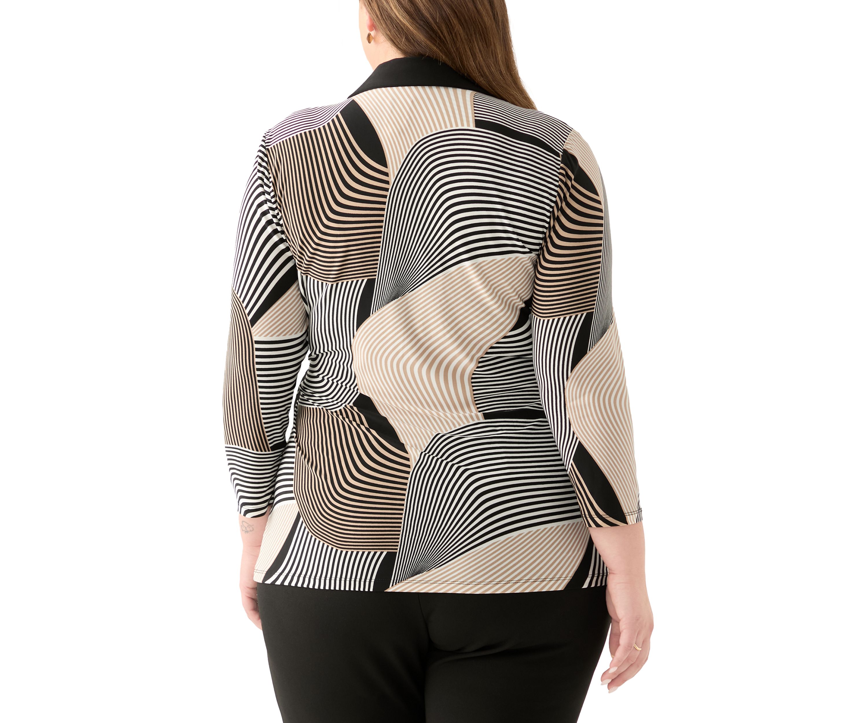 Plus Size Printed Knit Wrap Top