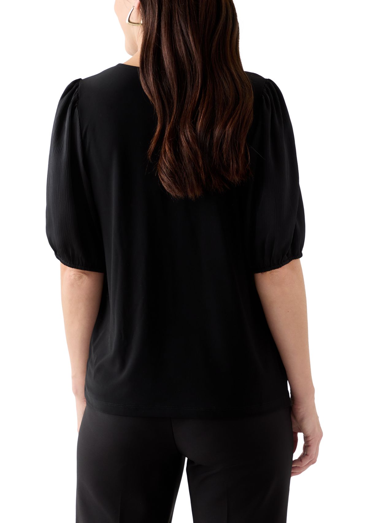 Womens Puff Sleeve V-Neck T-Shirt