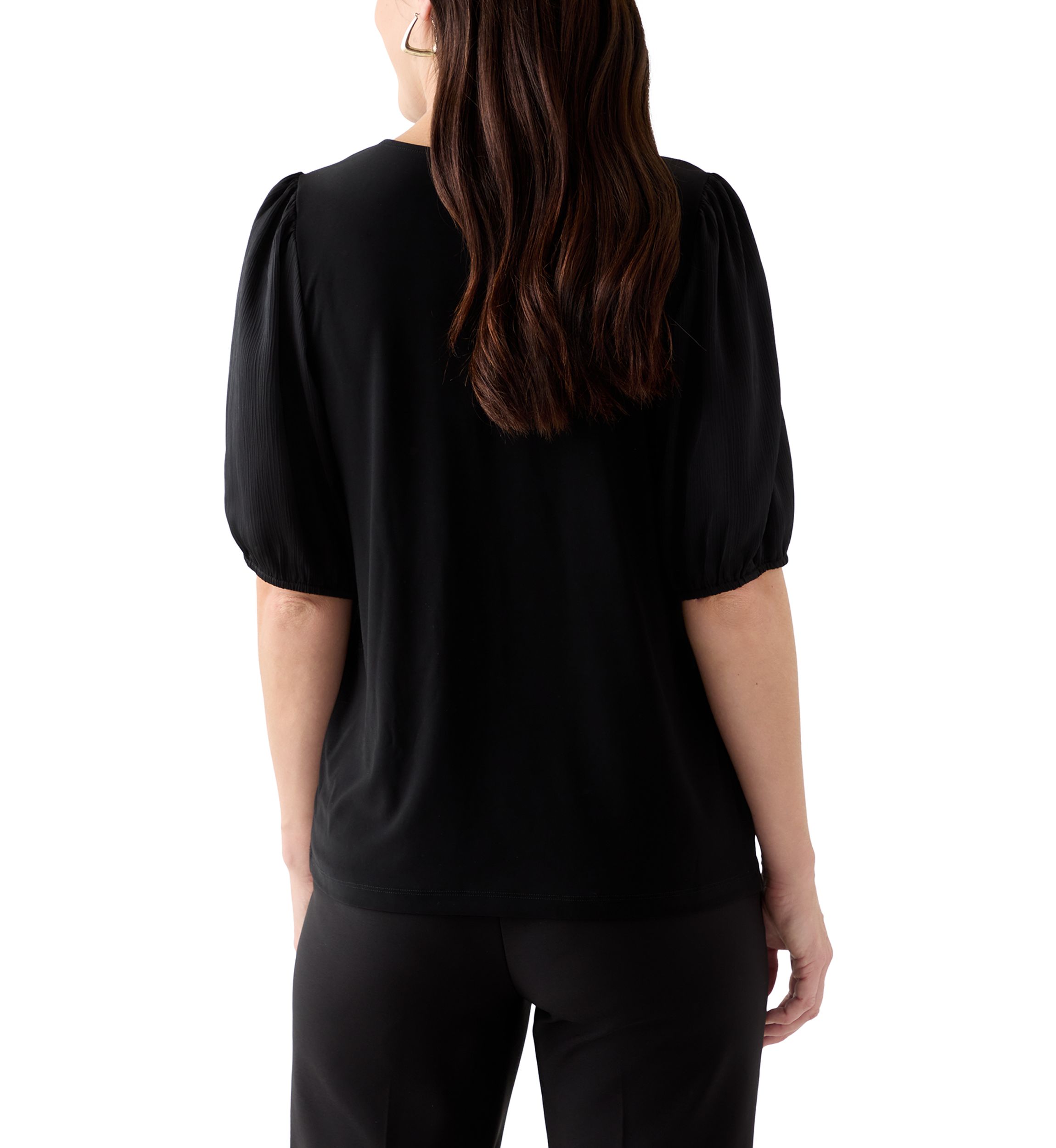 Womens Puff Sleeve V-Neck T-Shirt