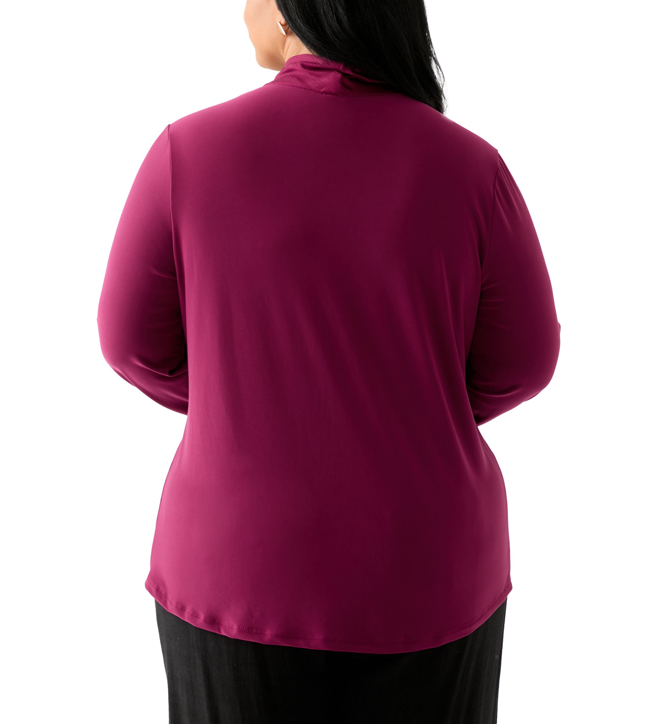 Plus Size Long Sleeve Mixed Media Tie Top
