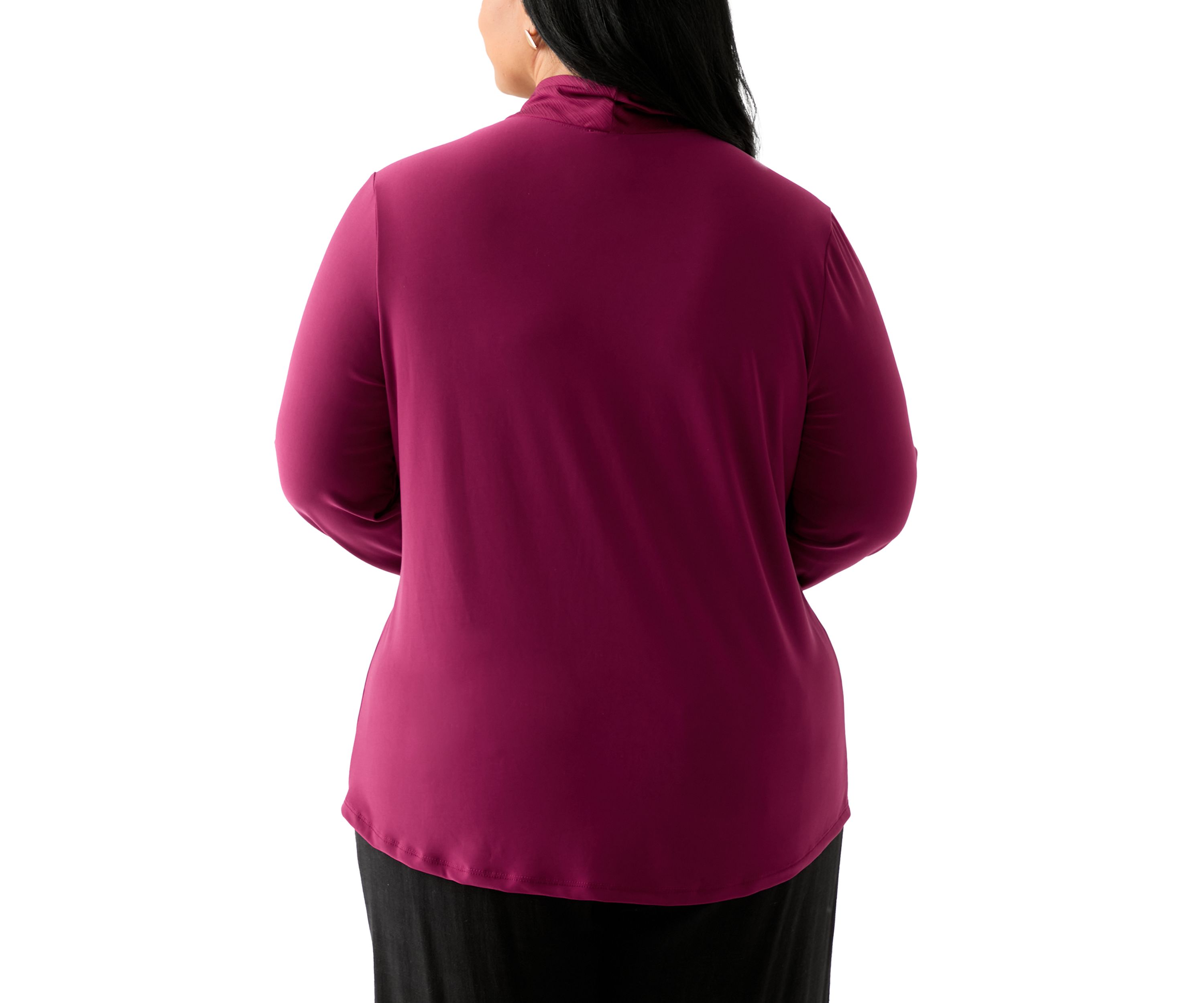 Plus Size Long Sleeve Mixed Media Tie Top