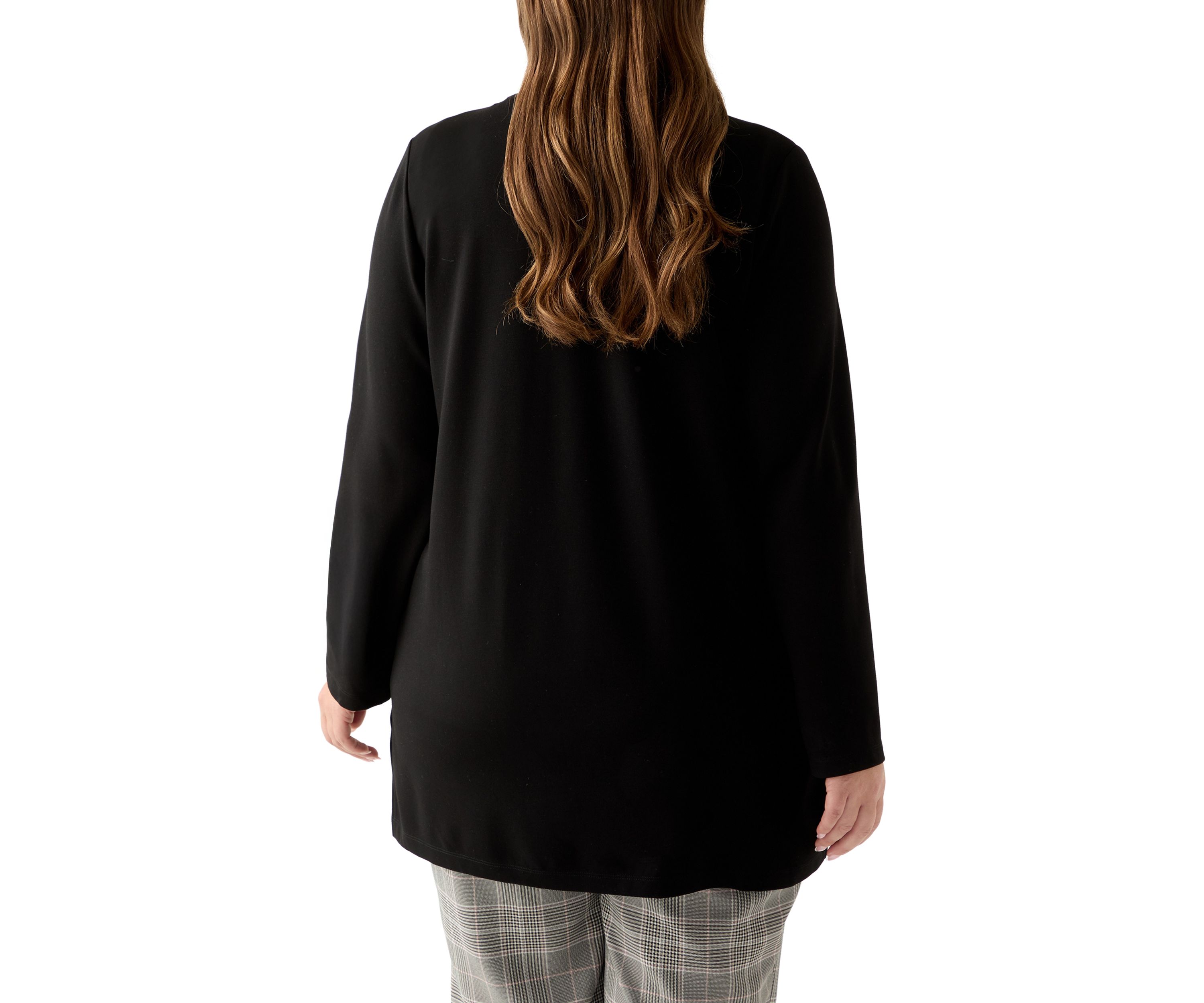 Plus Size Serenity Knit Open Cardigan with Heatset Trim