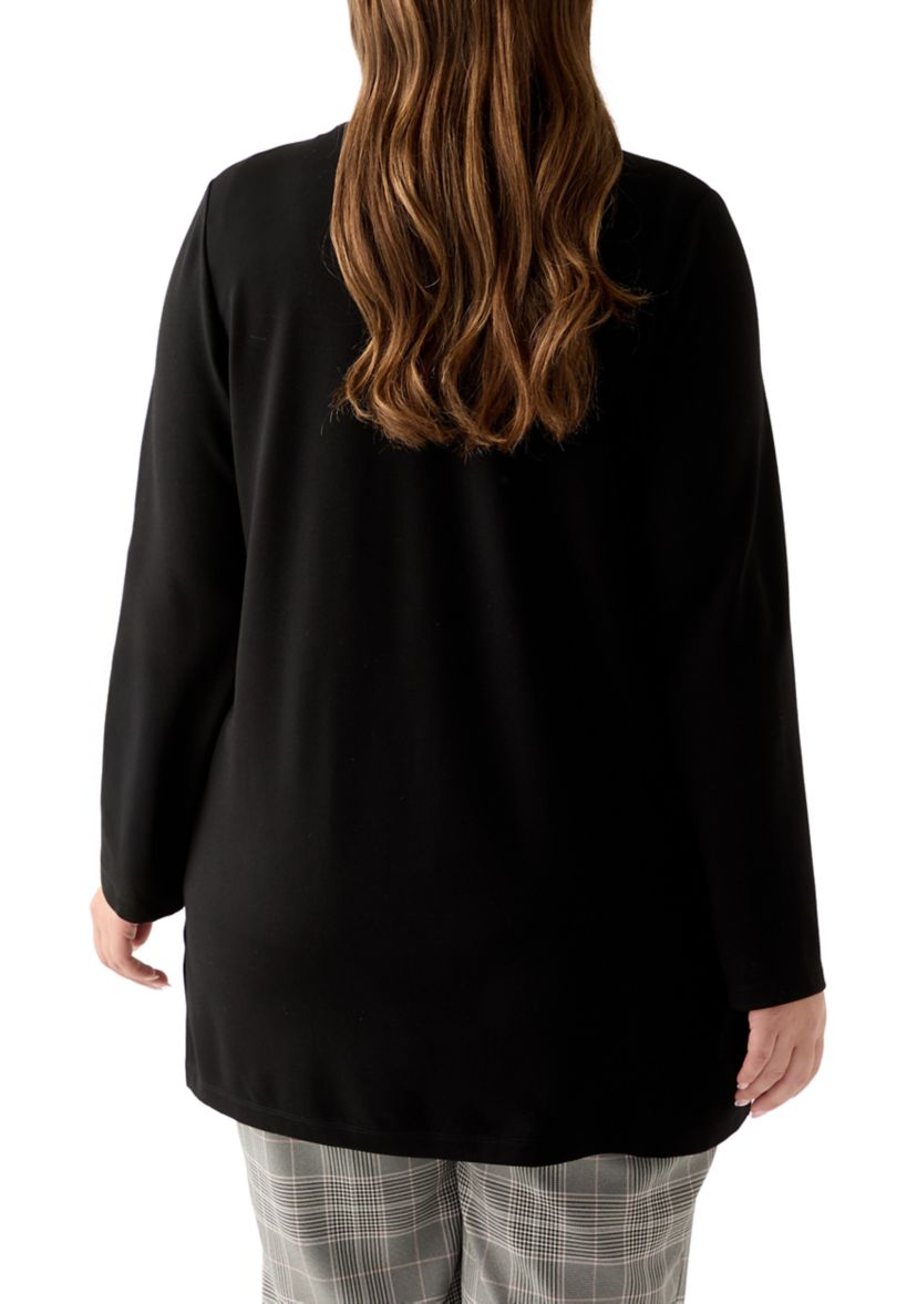 Plus Size Serenity Knit Open Cardigan with Heatset Trim