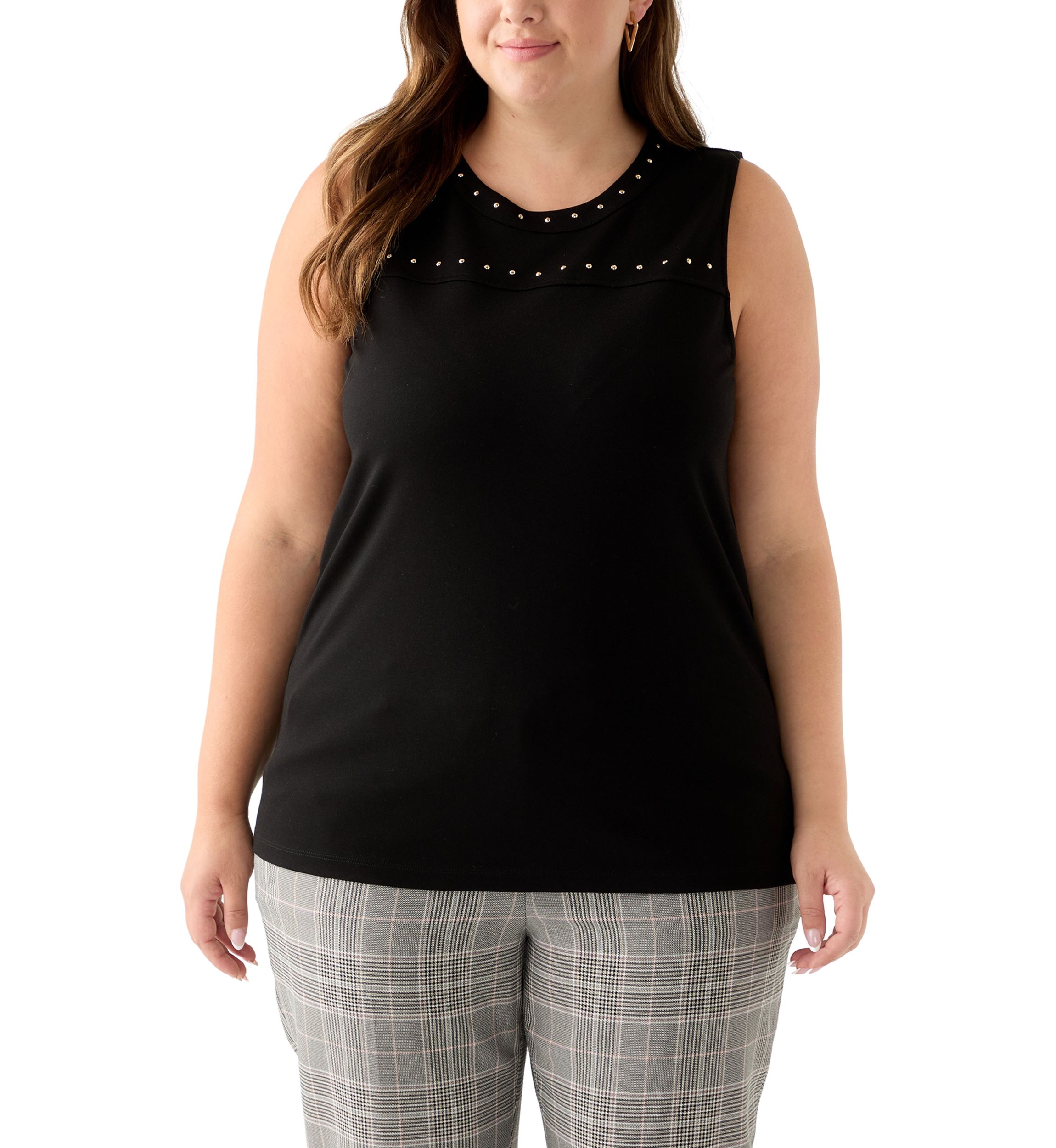 Plus Size Serenity Kit Top with Heatset Studded Trim 
