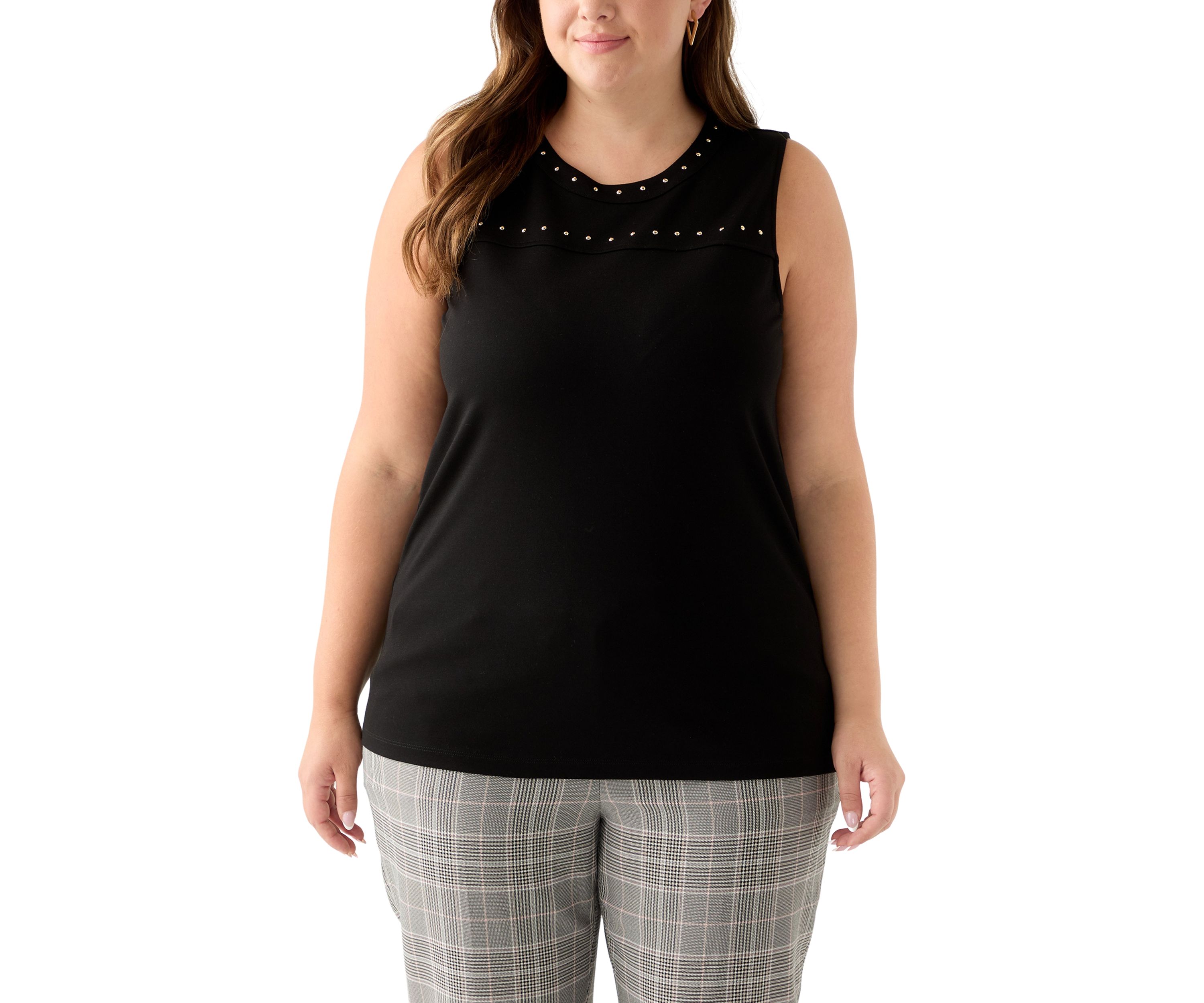 Plus Size Serenity Kit Top with Heatset Studded Trim 