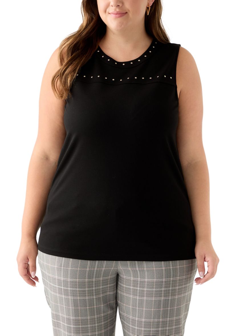 Plus Size Serenity Kit Top with Heatset Studded Trim 