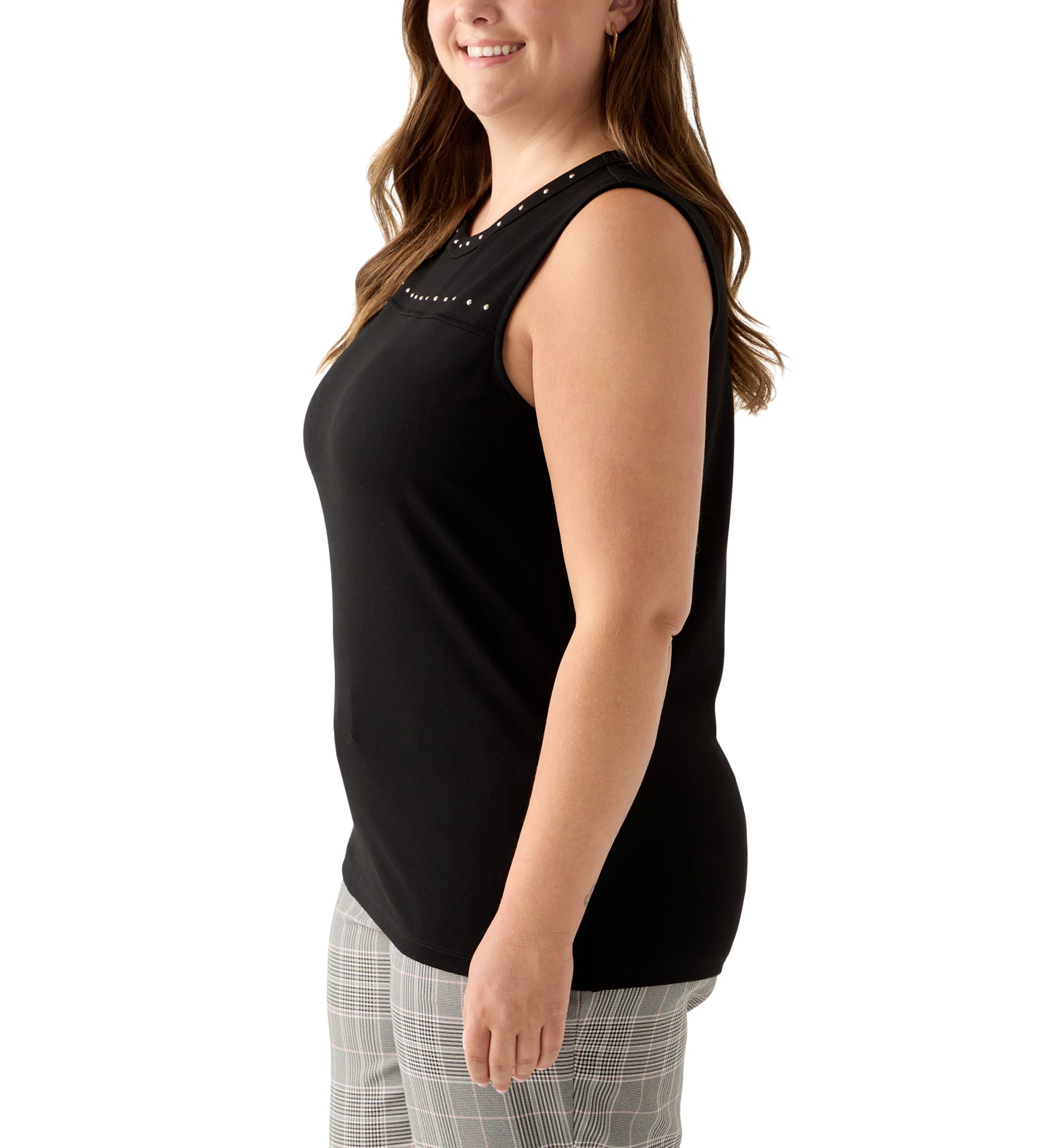 Plus Size Serenity Kit Top with Heatset Studded Trim 