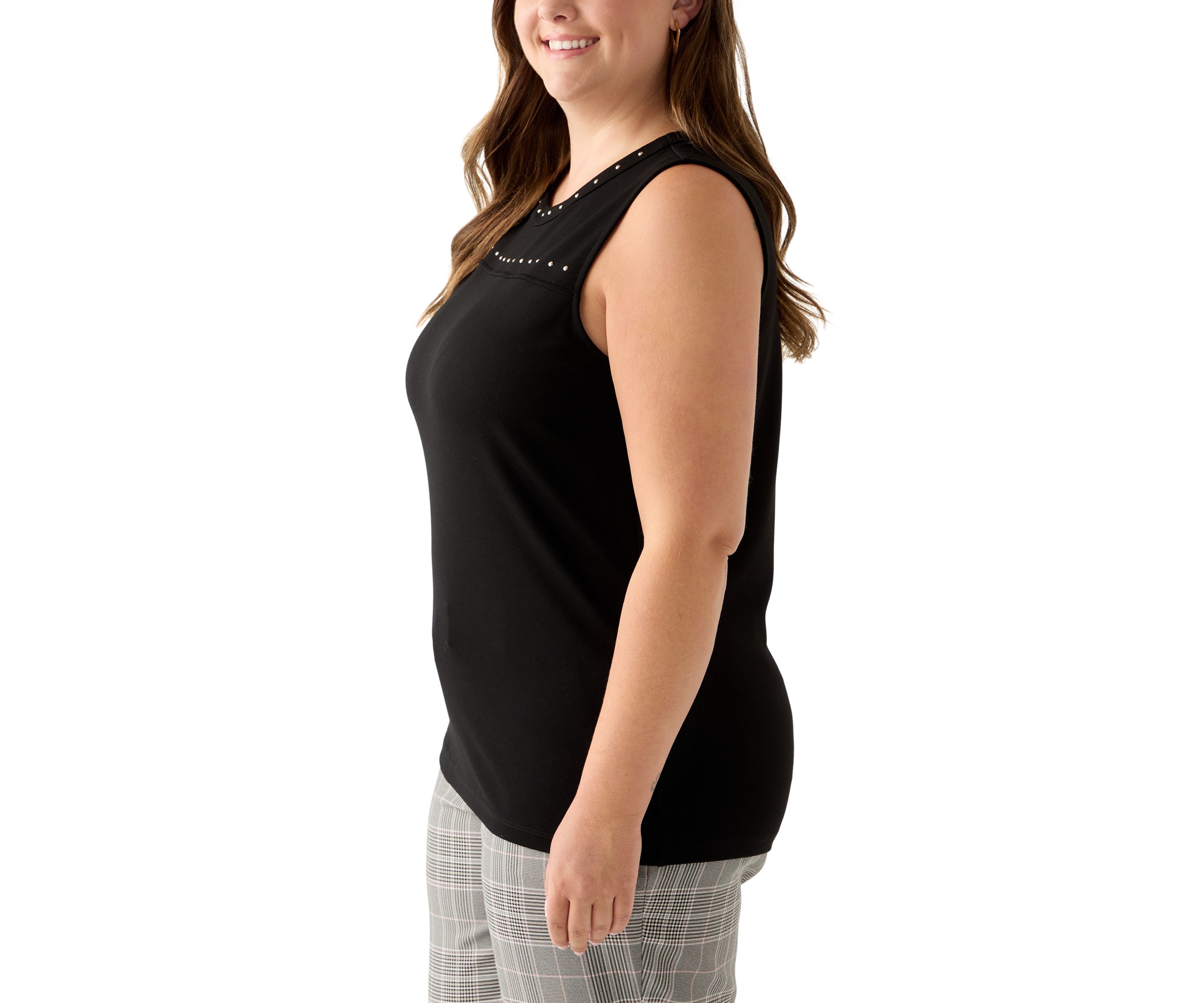 Plus Size Serenity Kit Top with Heatset Studded Trim 