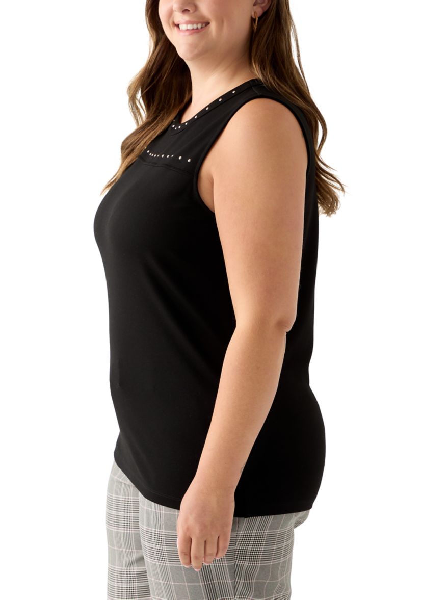 Plus Size Serenity Kit Top with Heatset Studded Trim 