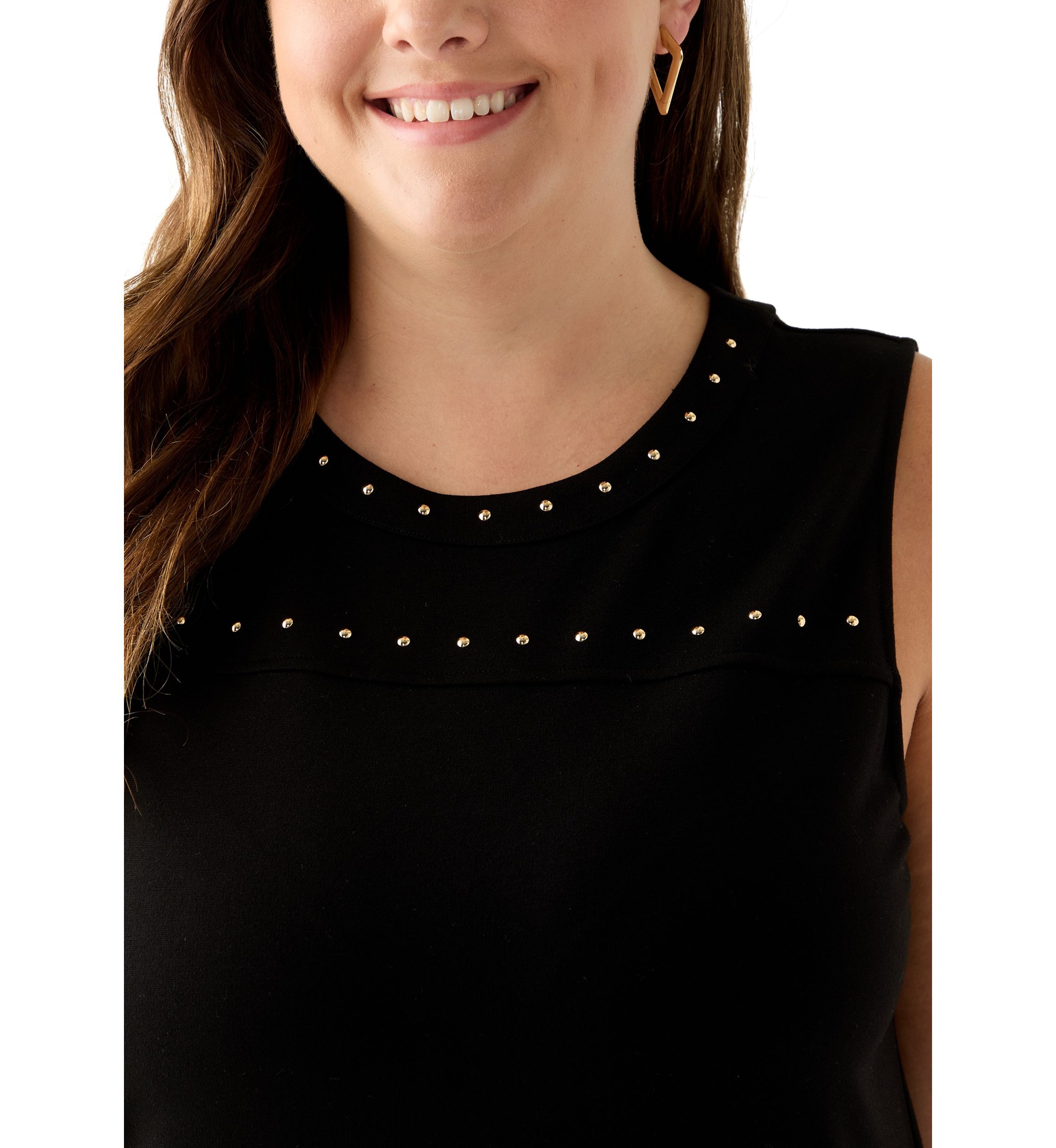Plus Size Serenity Kit Top with Heatset Studded Trim 