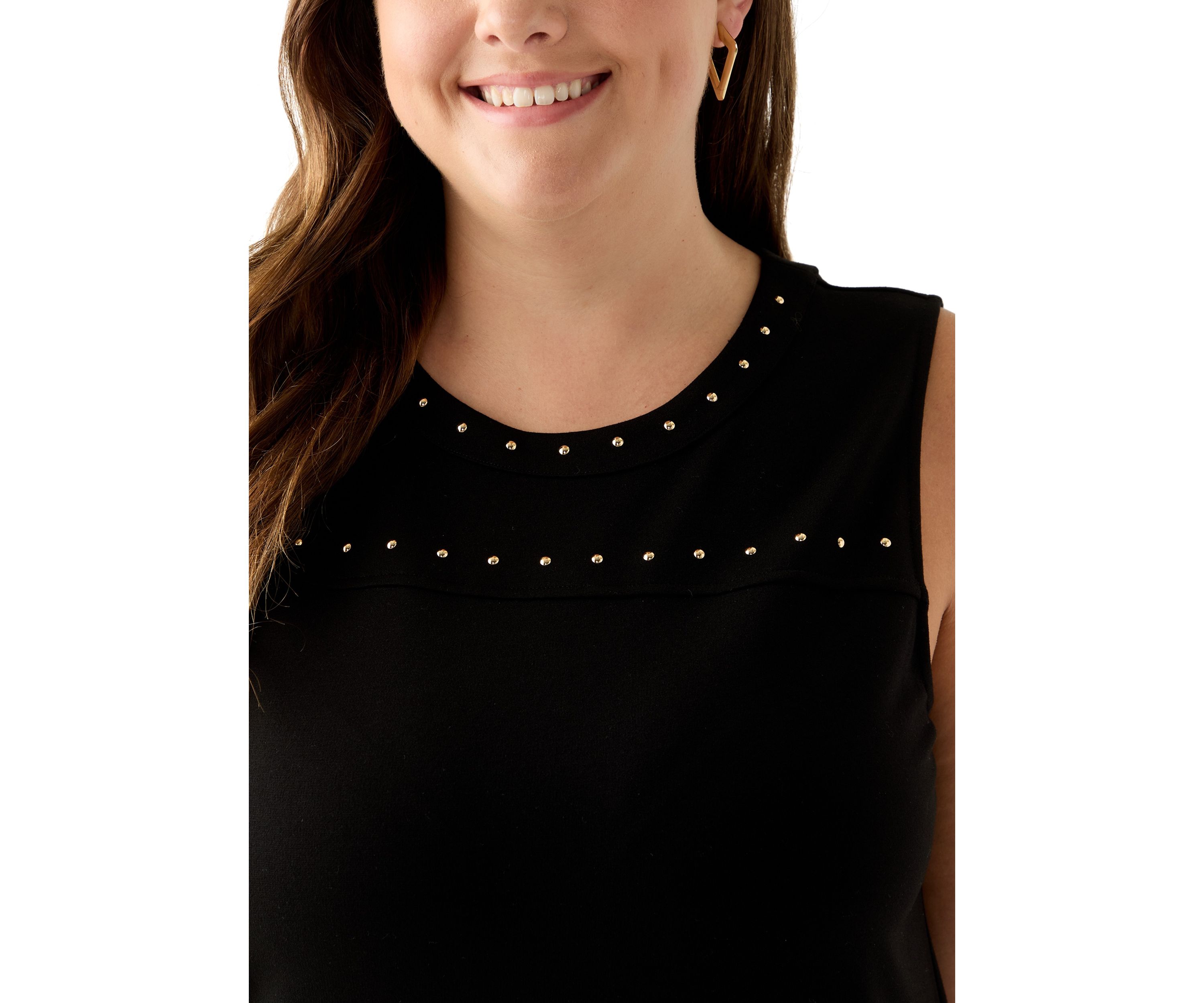 Plus Size Serenity Kit Top with Heatset Studded Trim 
