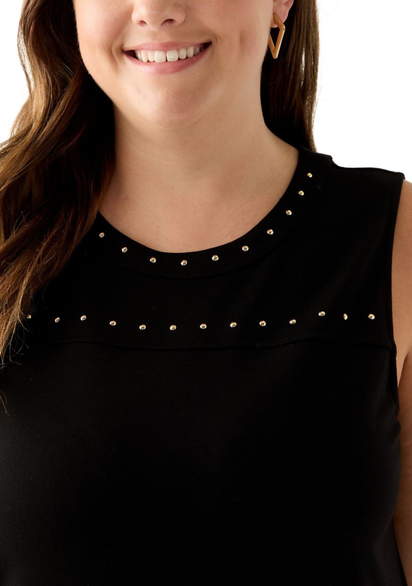Plus Size Serenity Kit Top with Heatset Studded Trim 