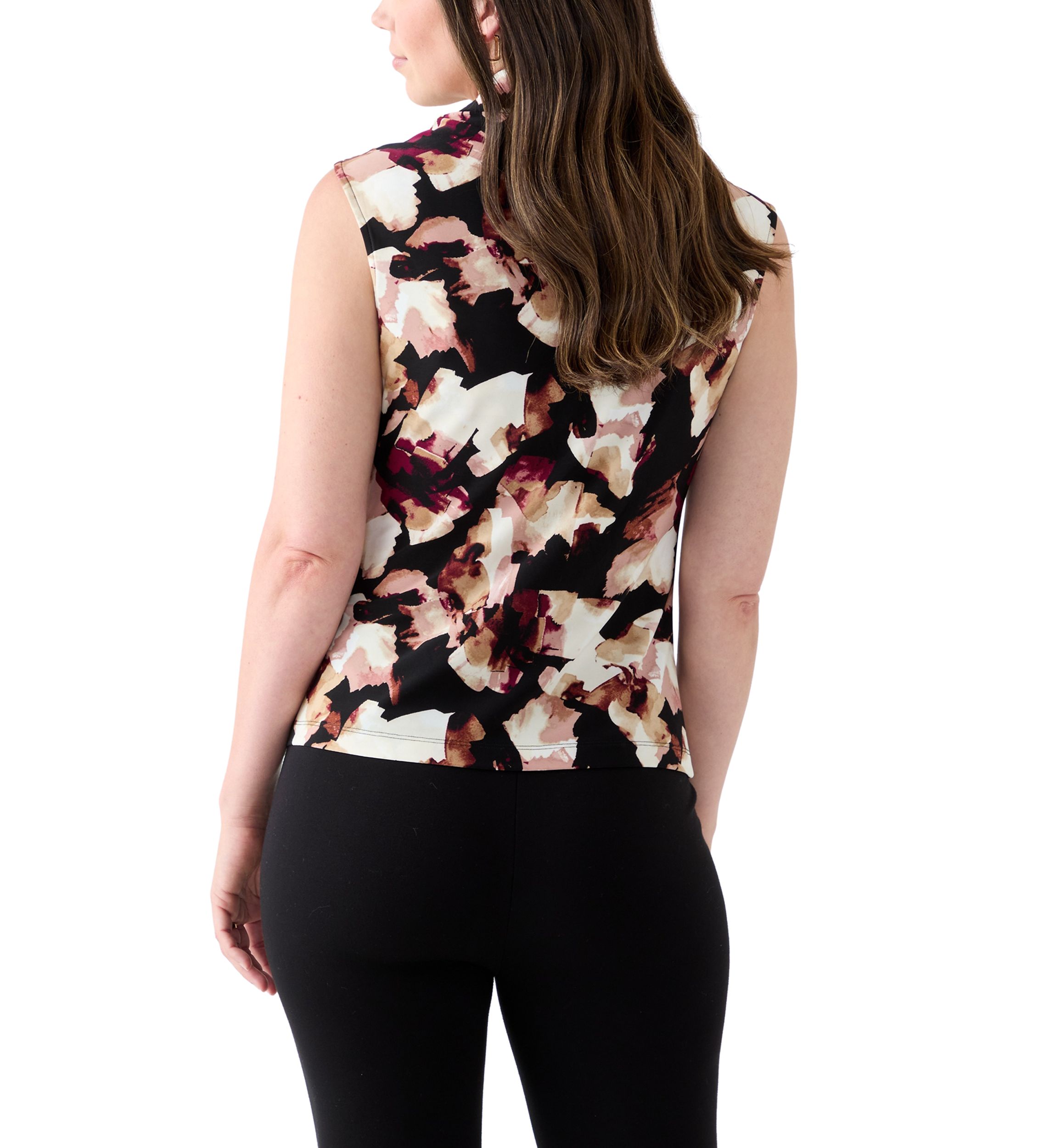 Womens Extended Shoulder Cowl Neck Floral Top