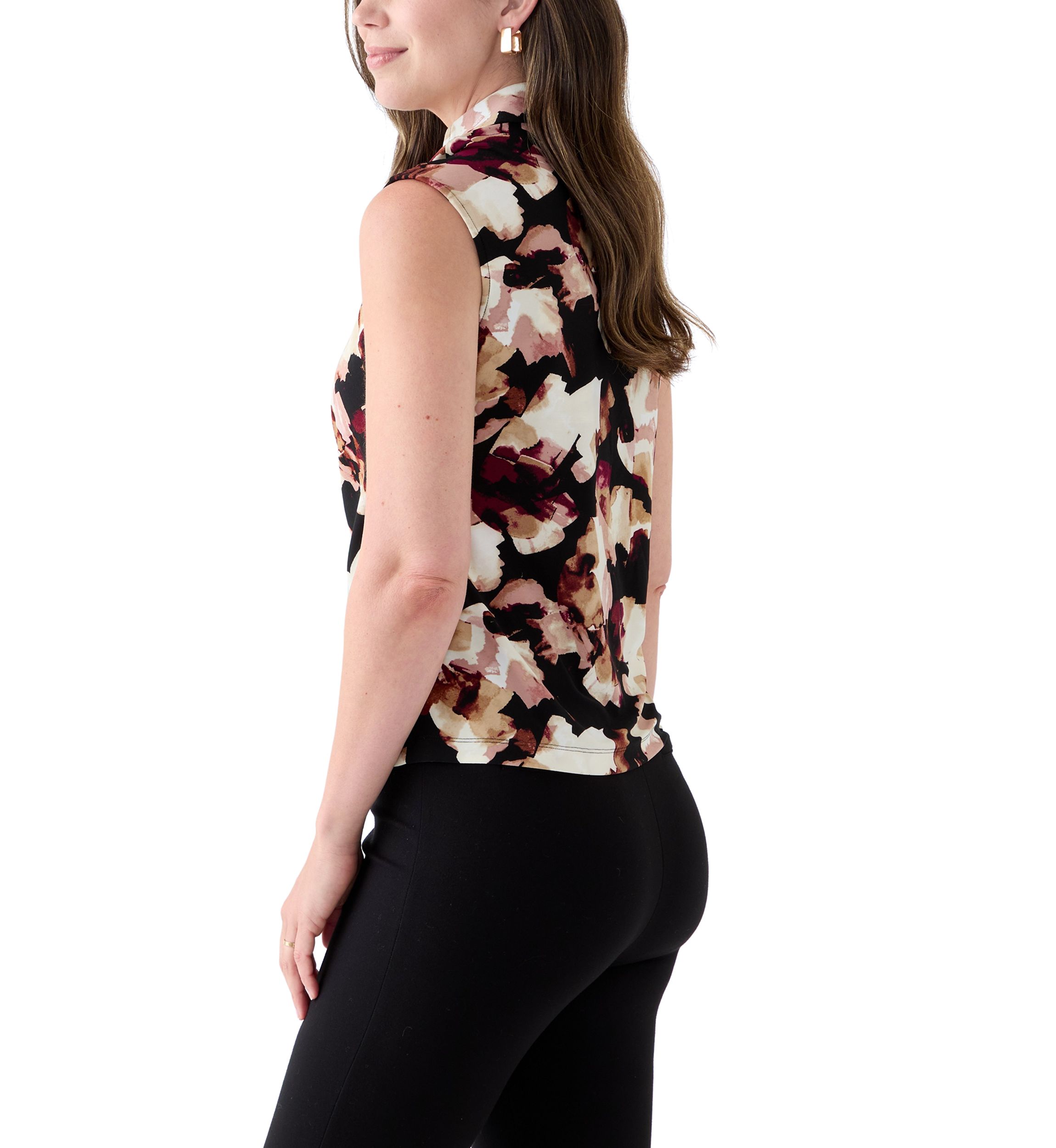 Womens Extended Shoulder Cowl Neck Floral Top