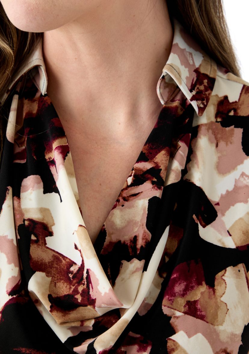 Womens Extended Shoulder Cowl Neck Floral Top