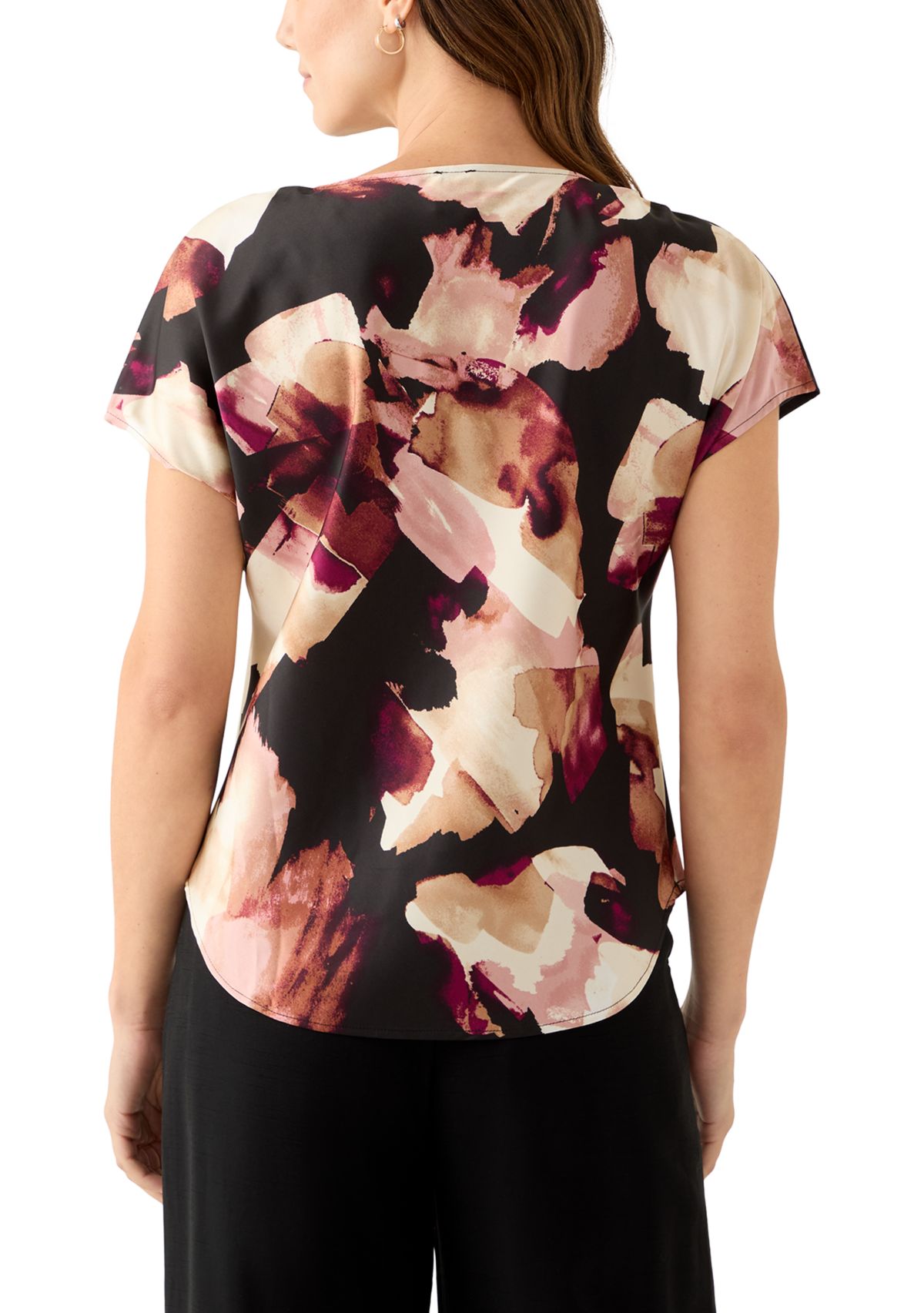 Womens Short Sleeve Blouse with Cowl Neck