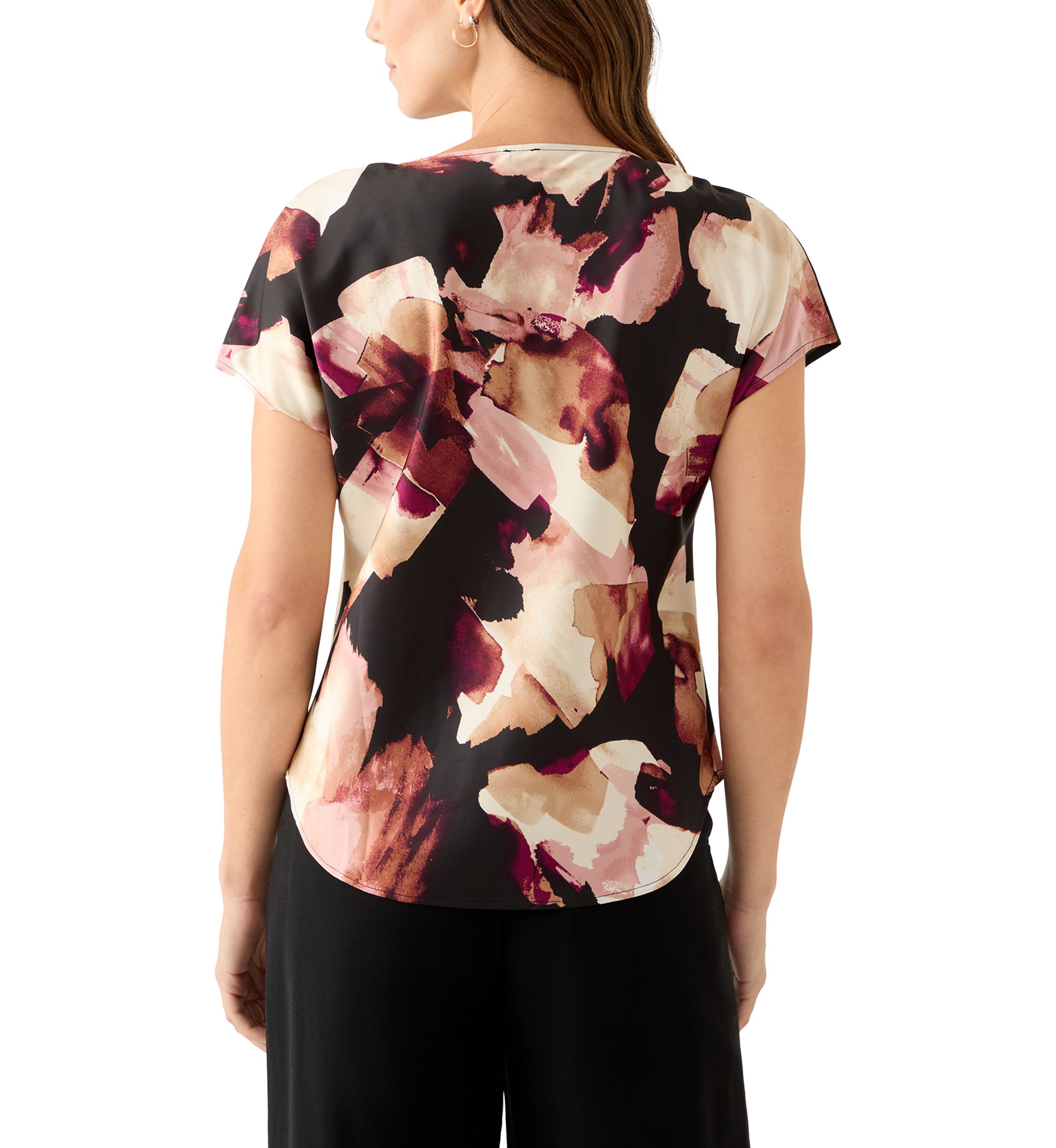 Womens Short Sleeve Blouse with Cowl Neck