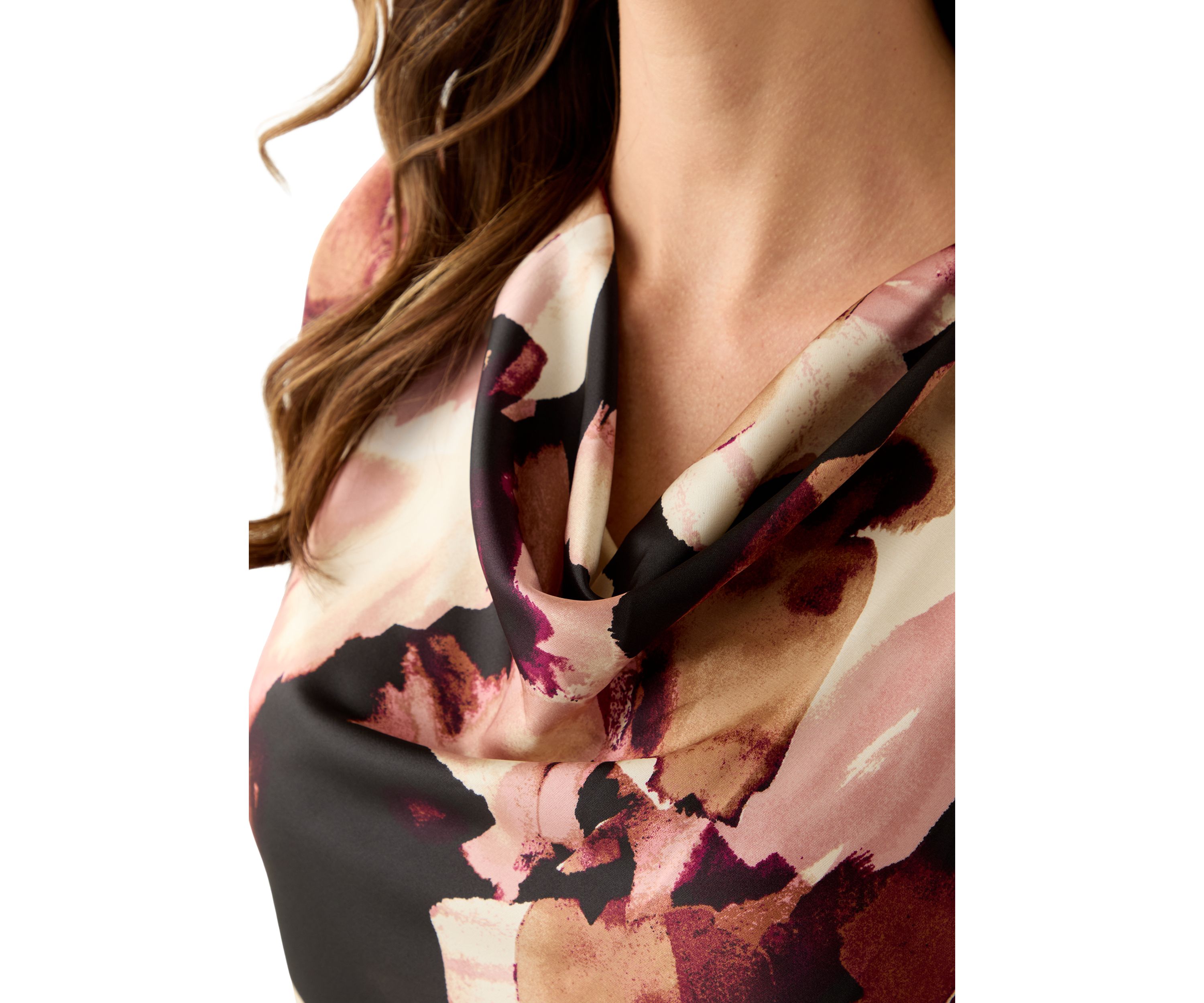 Womens Short Sleeve Blouse with Cowl Neck