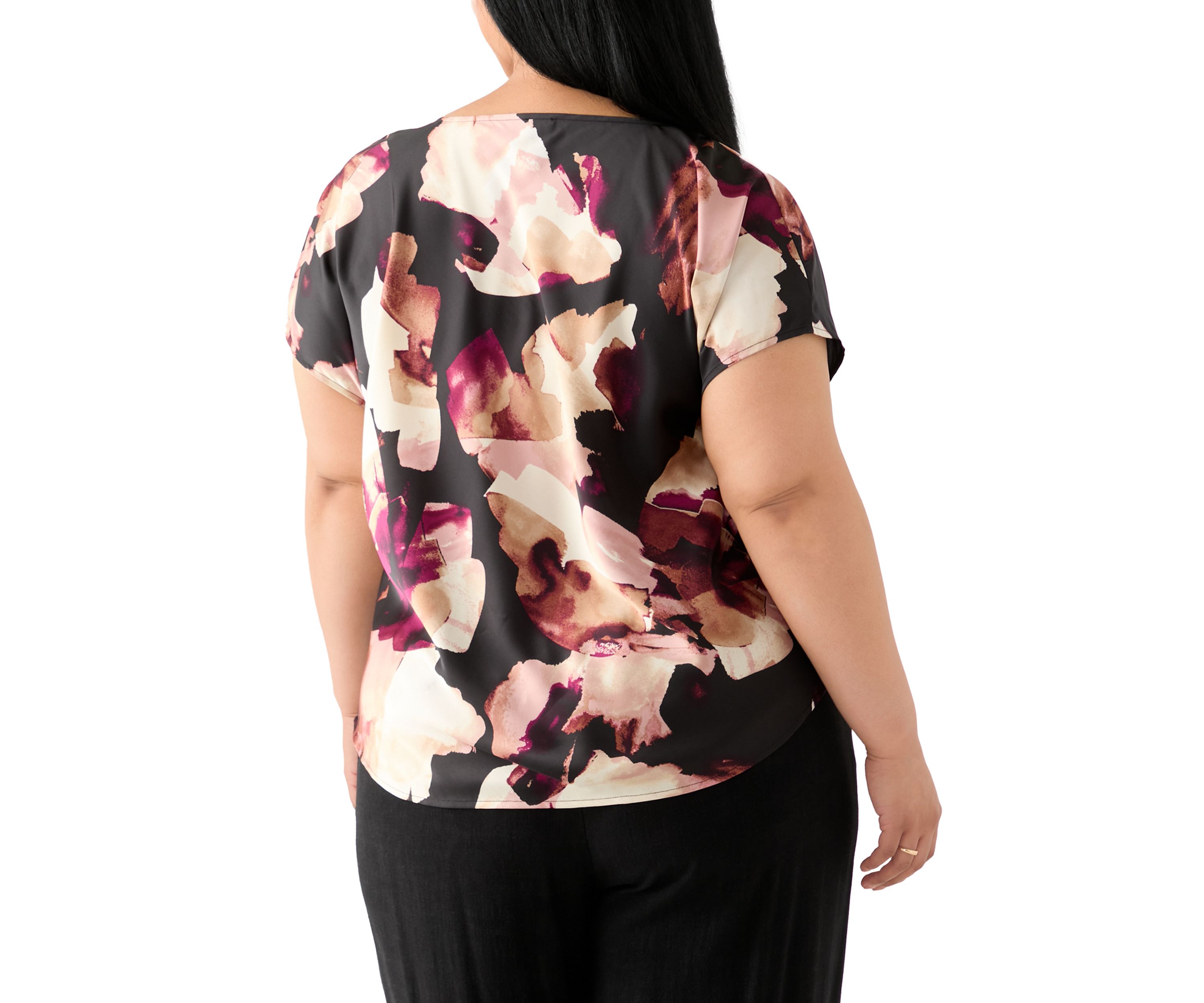 Plus Size Satin Blouse with Cowl Neck