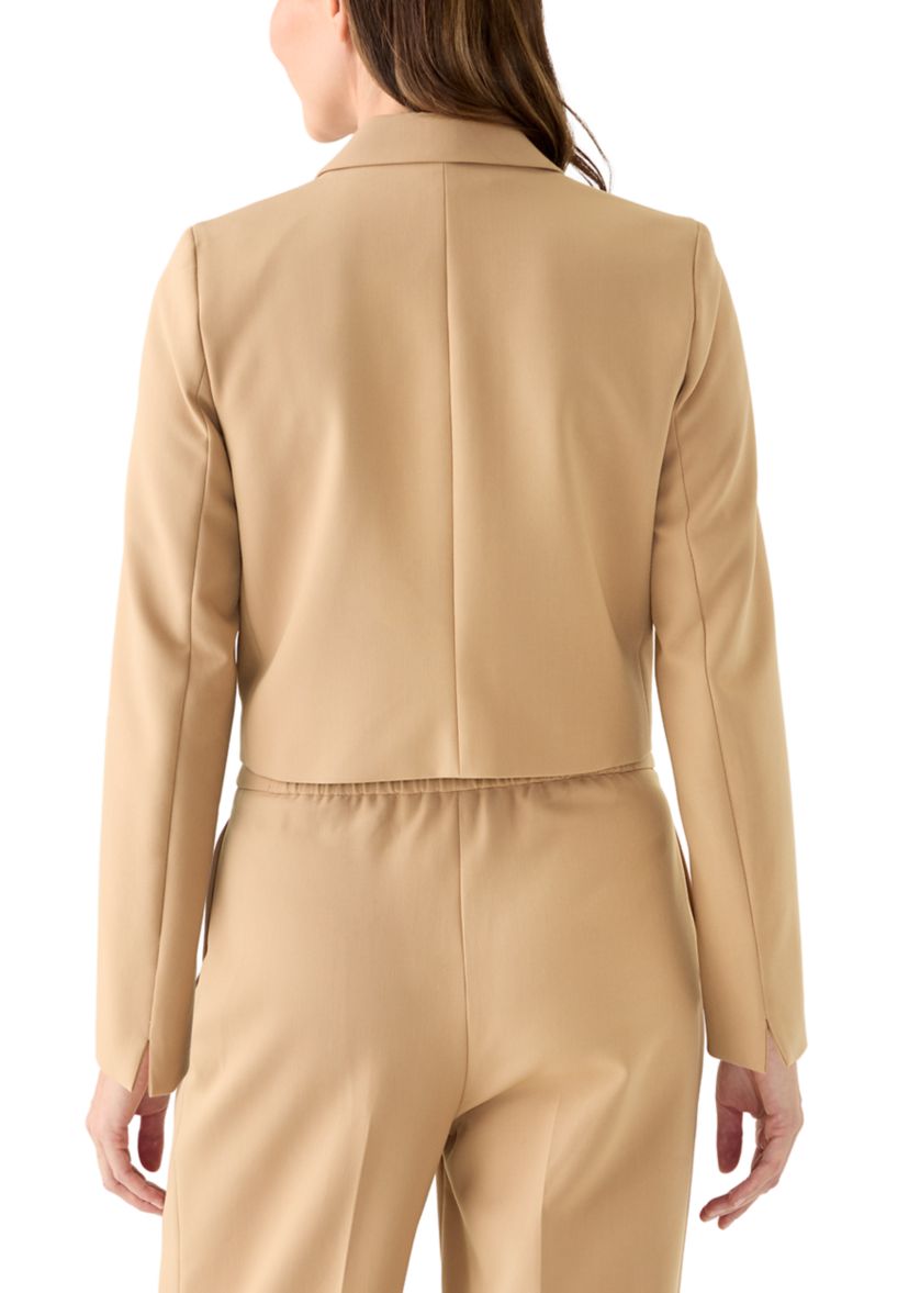 Womens Cropped Down Button Blazer